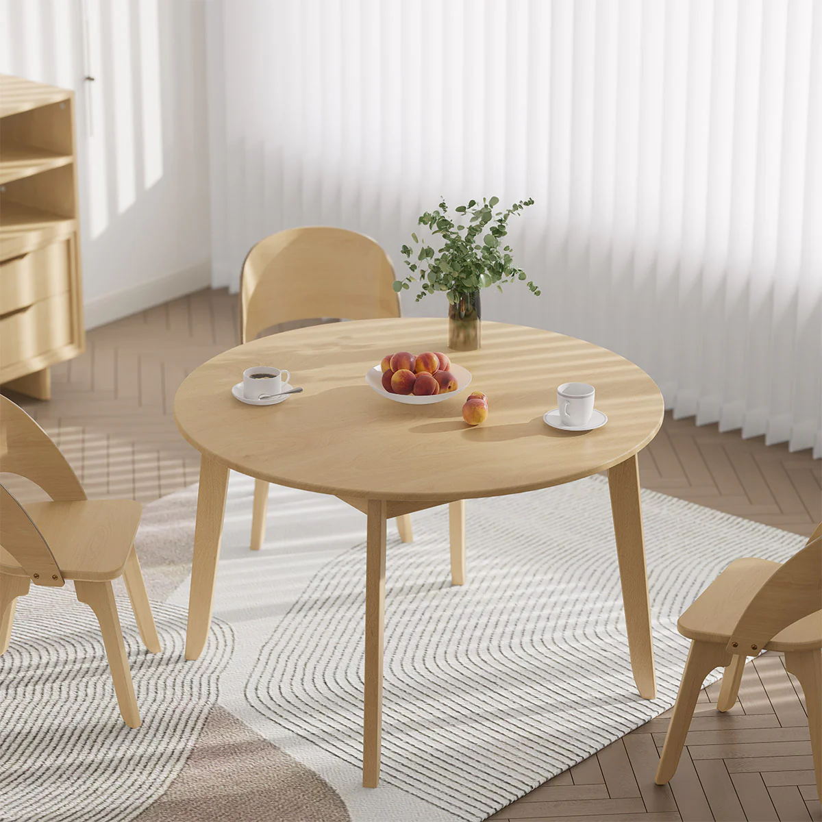 Ballet Round Dining Table (1.2m) with Four Curved Chairs Package - Image 3