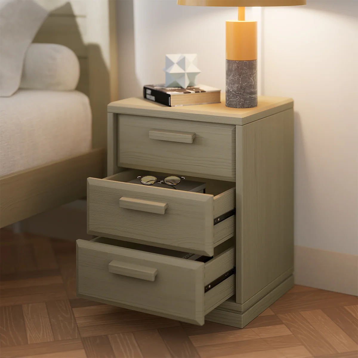 Block 3 Drawer Bedside Table - Image 13