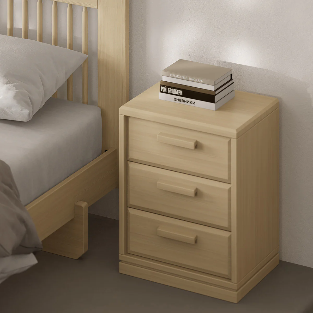 Block 3 Drawer Bedside Table - Image 2