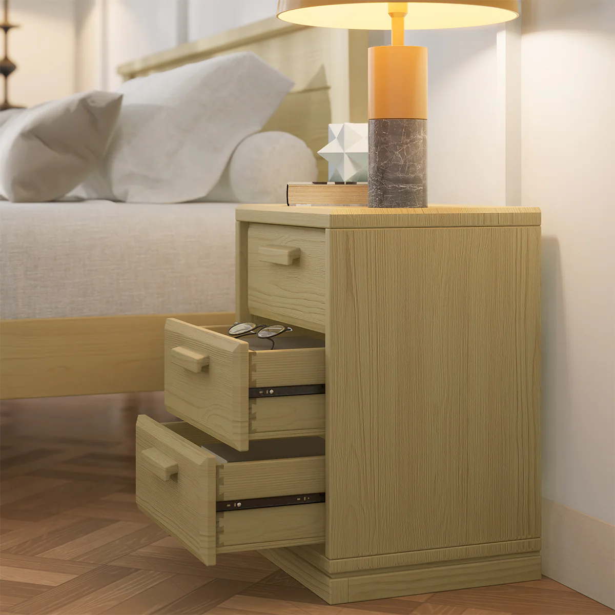 Block 3 Drawer Bedside Table - Image 4