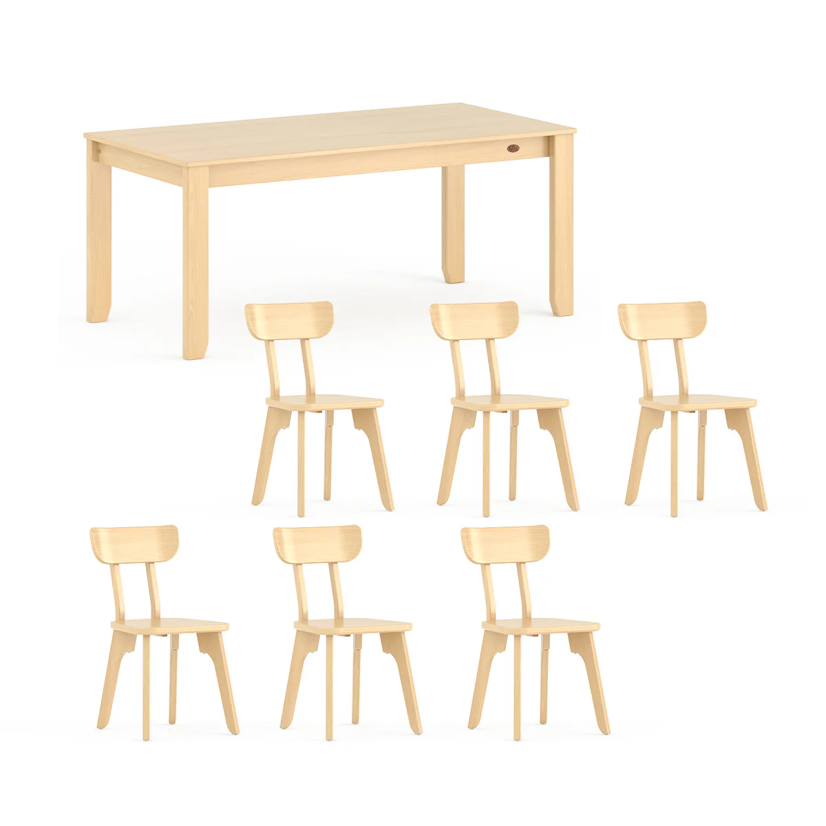 Block Dining Table (1.8m) with 6 Chairs Package - Image 4