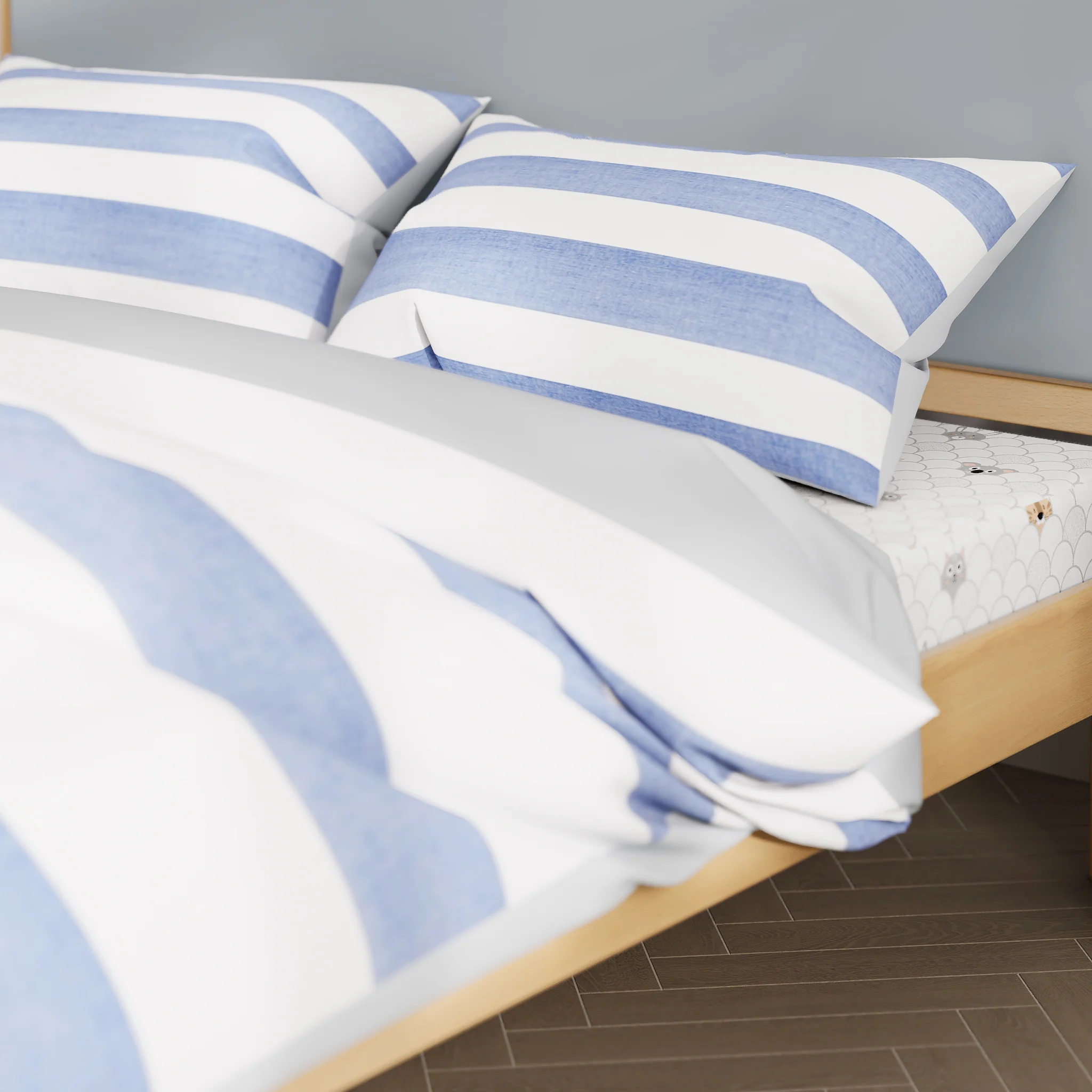 Blue Stripe Queen Quilt Cover Set - Image 4