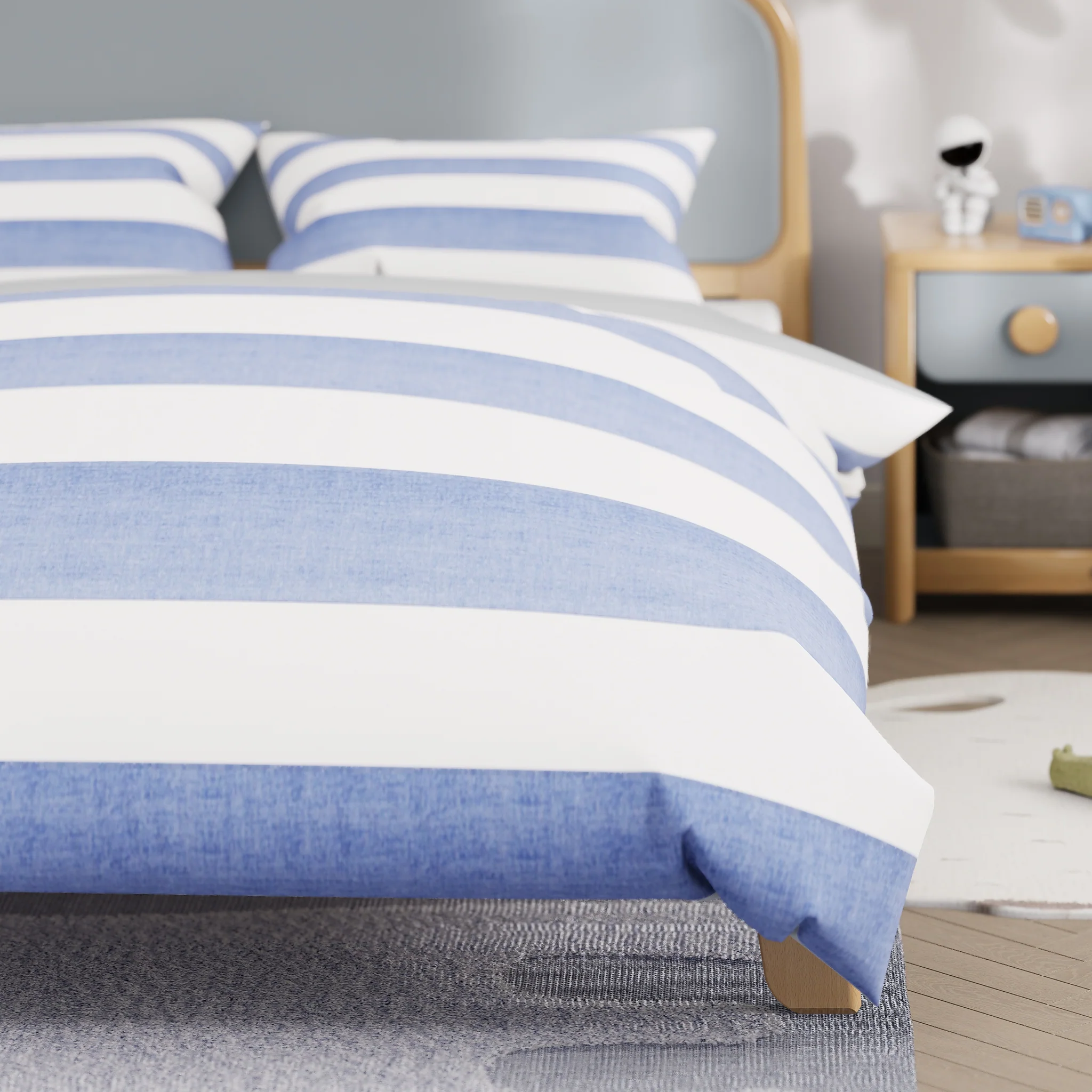 Blue Stripe Queen Quilt Cover Set - Image 5