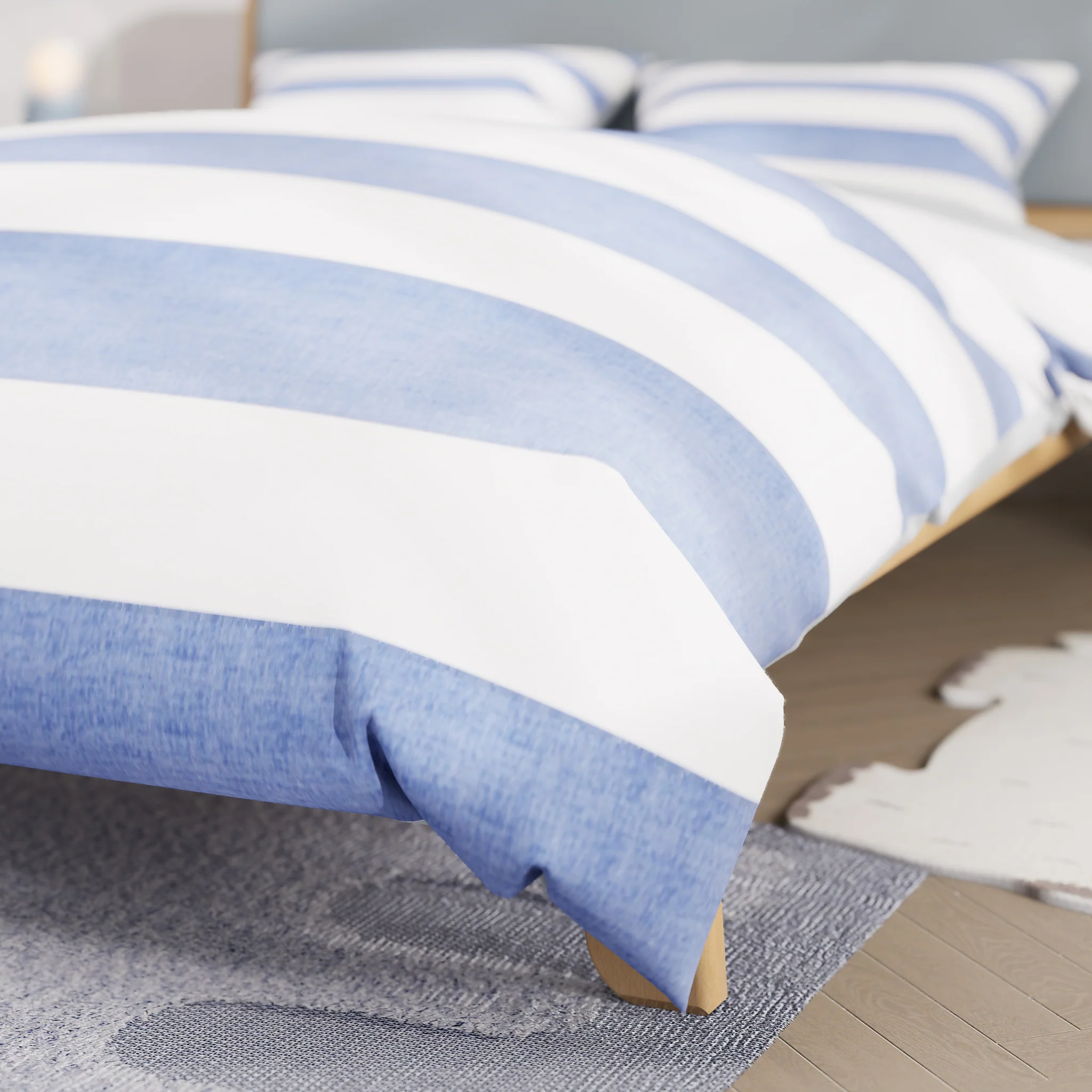 Blue Stripe Queen Quilt Cover Set - Image 6