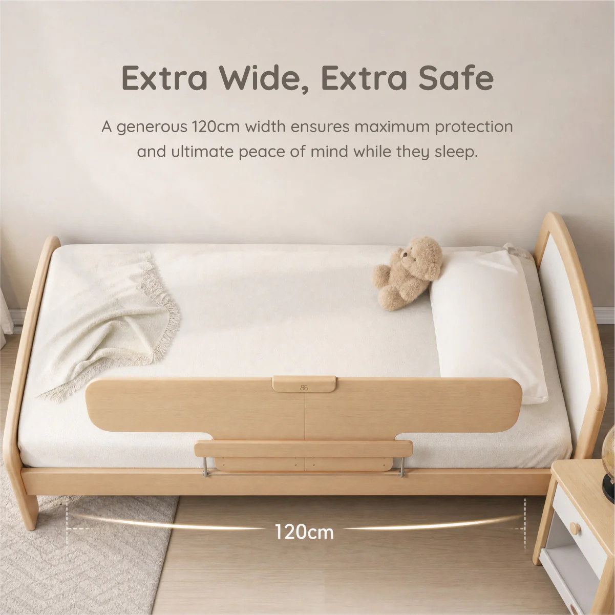 Long Height Adjustable Kids Bed Guard Panel - Image 3