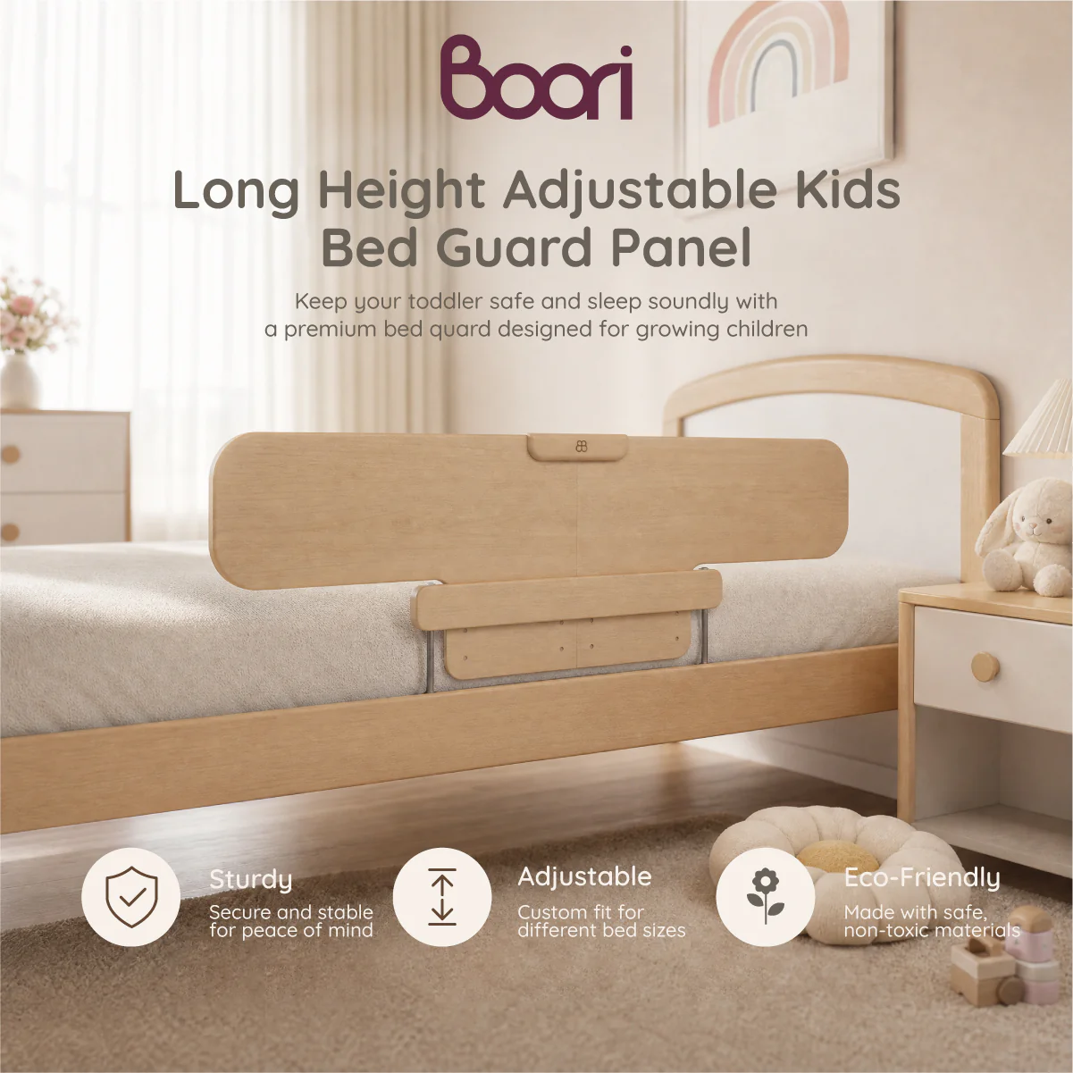 Long Height Adjustable Kids Bed Guard Panel - Image 7