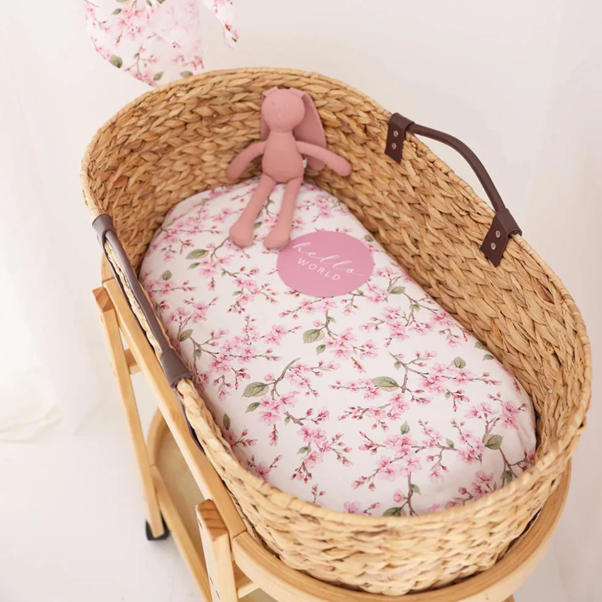 Cherry Blossom Organic Bassinet Sheet / Change Pad Cover - Image 2