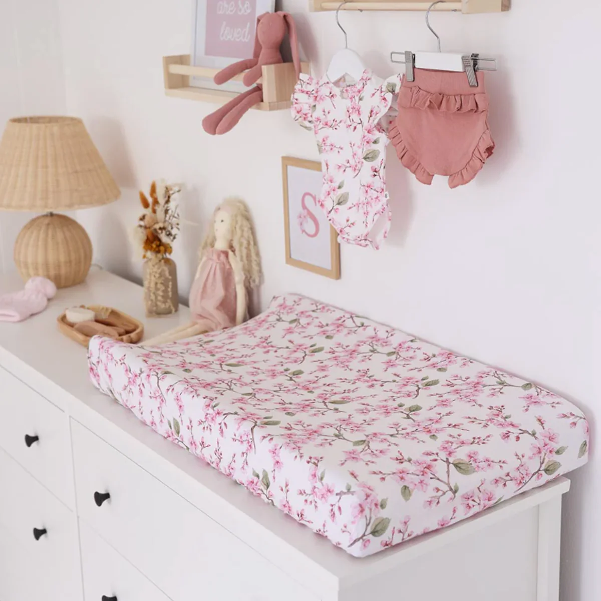 Cherry Blossom Organic Bassinet Sheet / Change Pad Cover - Image 3