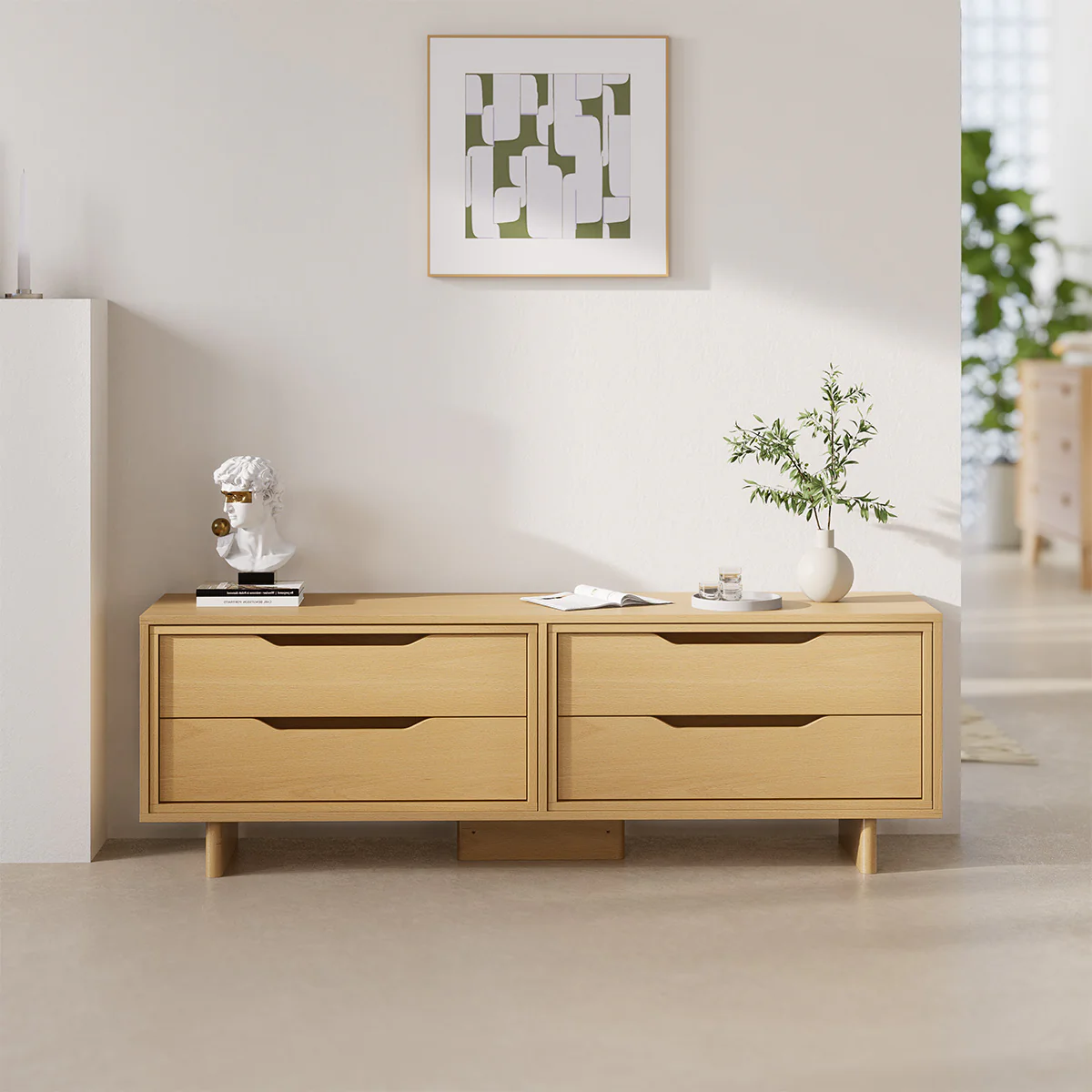 Entertainment Unit (1.66m) + 4 Drawers