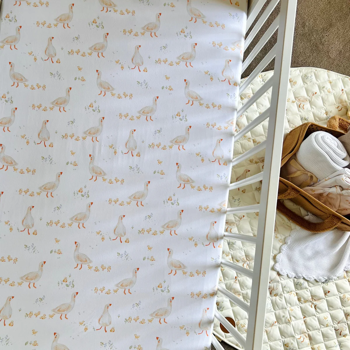 Cuddle Bug Cot Fitted Sheet - Goosey Gander