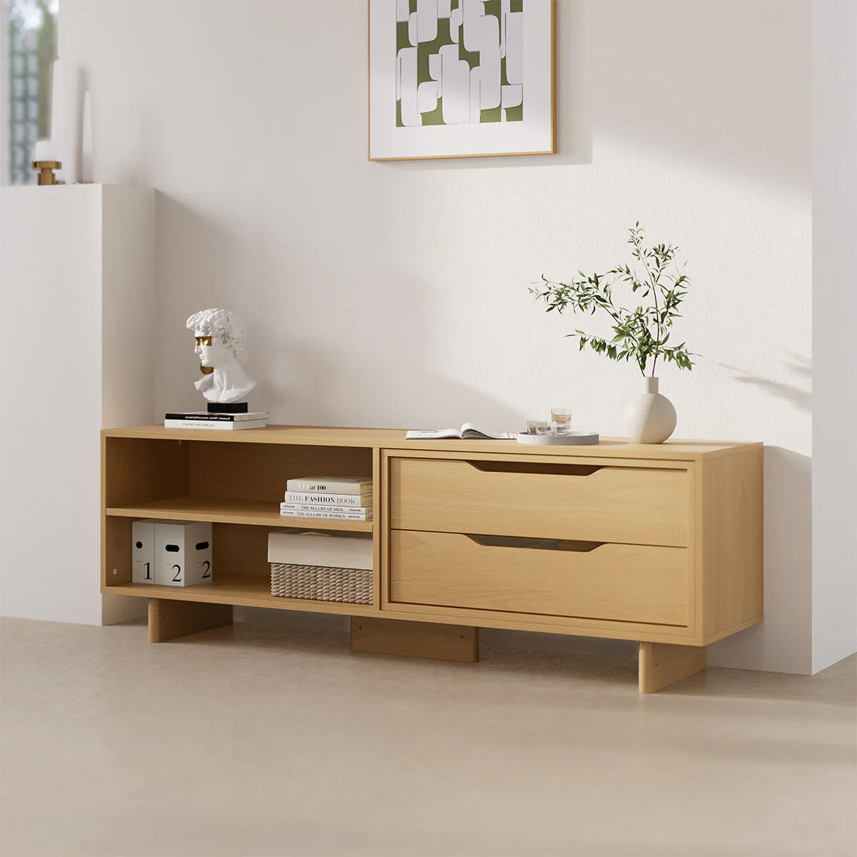 Entertainment Unit (1.66m) + 2 Drawers - Image 4