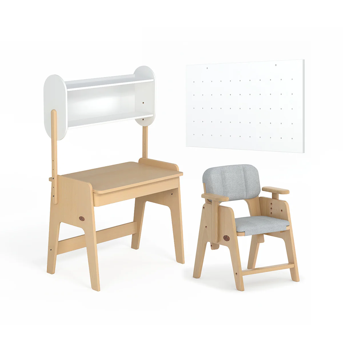 Euler Desk with Pegboard Hutch, Study Chair and Cushion Set Package - Image 11