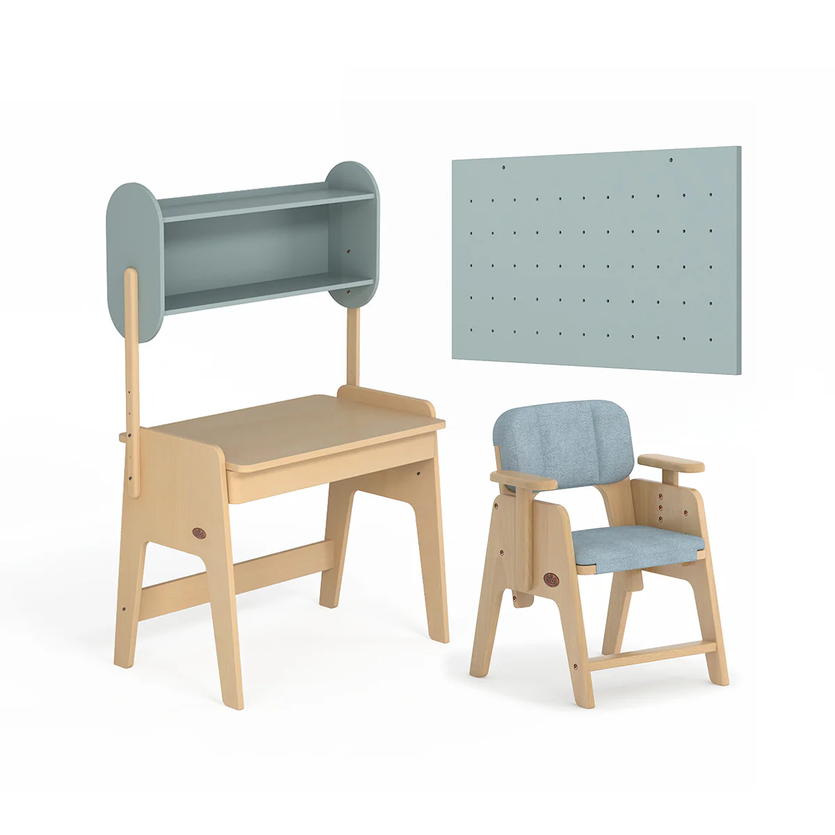 Euler Desk with Pegboard Hutch, Study Chair and Cushion Set Package - Image 12