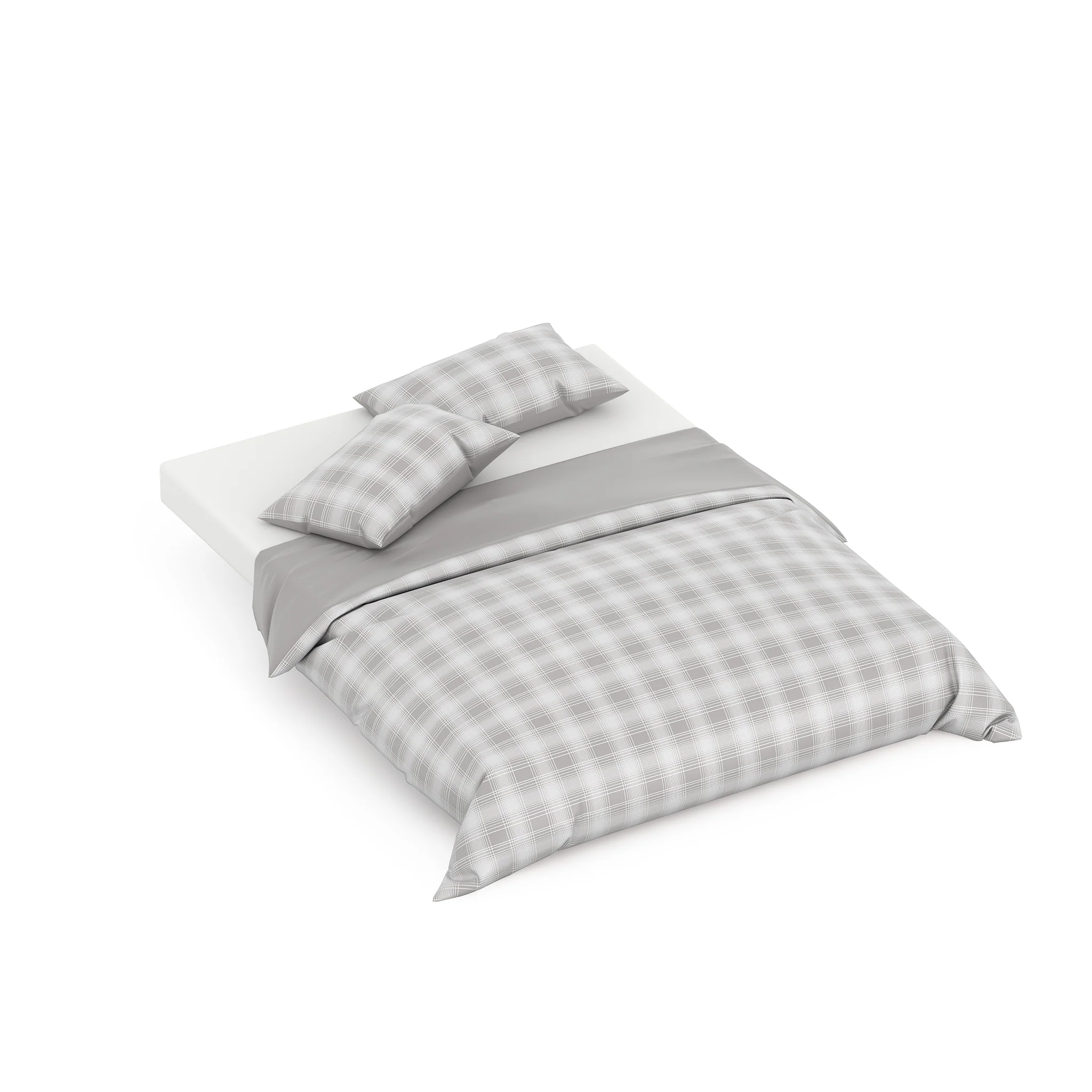 Grey Plaid Queen Quilt Cover Set - Image 3