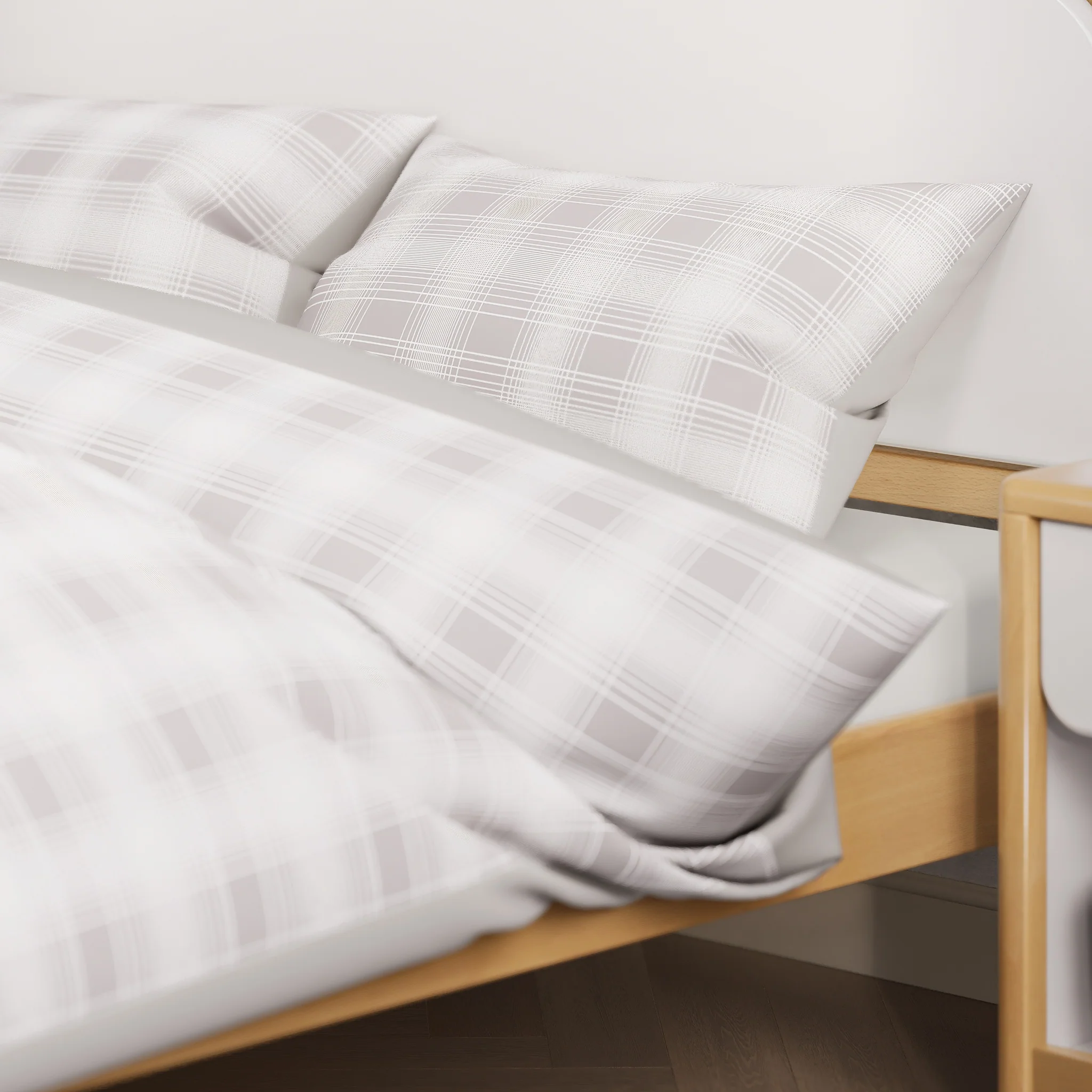 Grey Plaid Queen Quilt Cover Set - Image 4