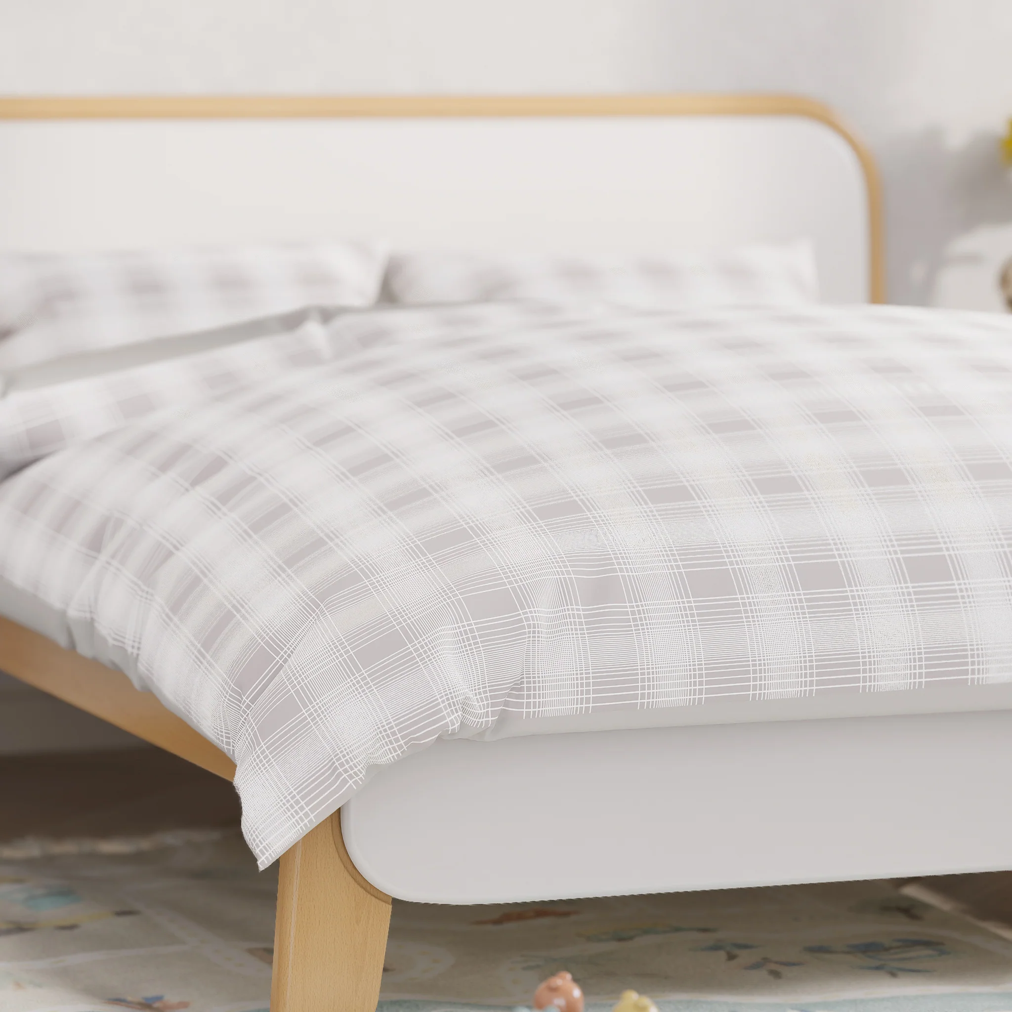 Grey Plaid Queen Quilt Cover Set - Image 5