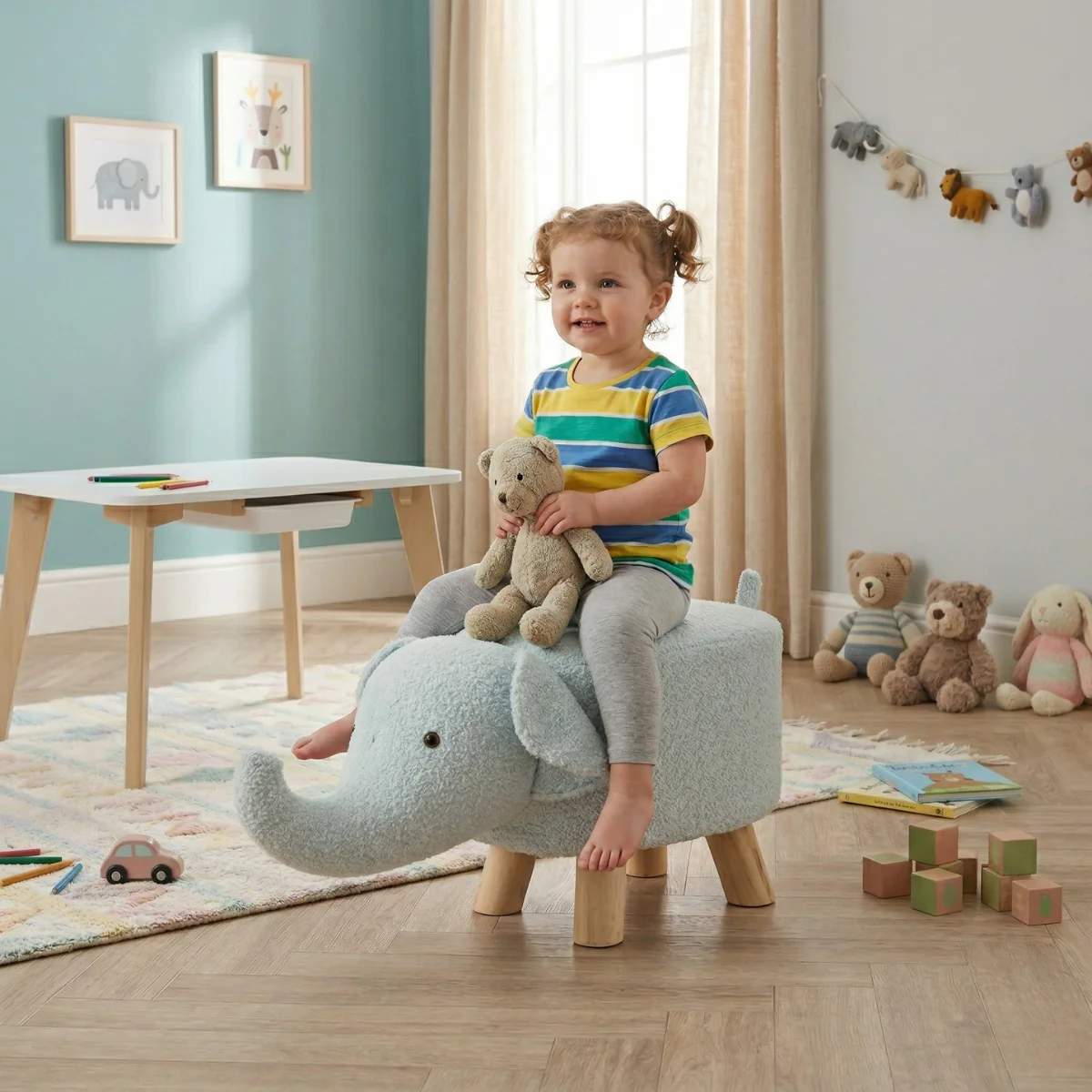 Jiggle & Giggle Elephant Boucle Kids Stool - Image 2