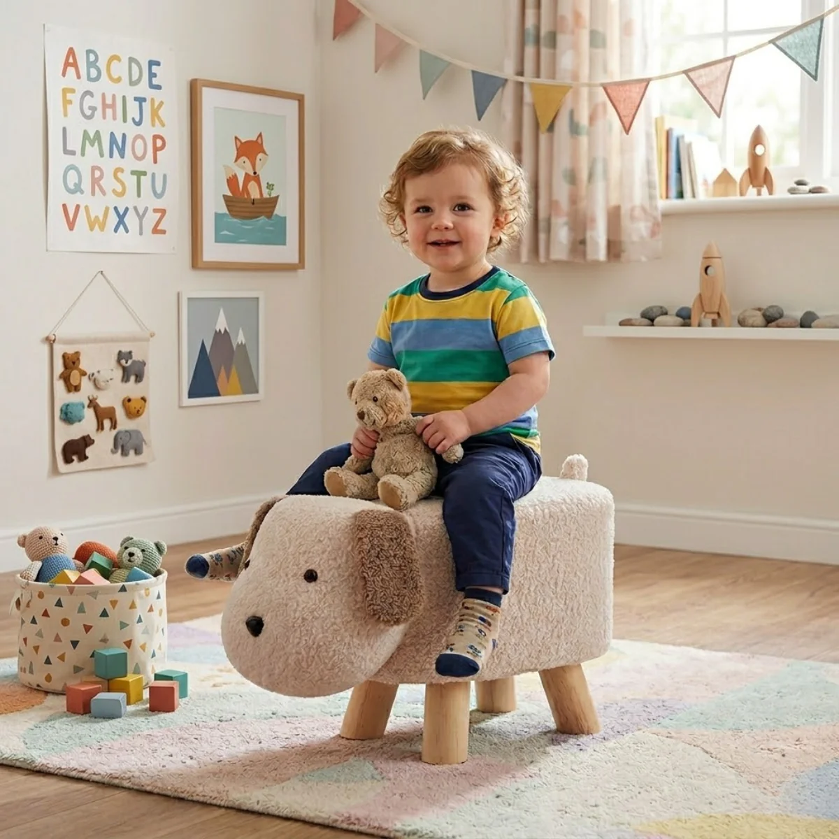 Jiggle & Giggle Puppy Boucle Kids Stool