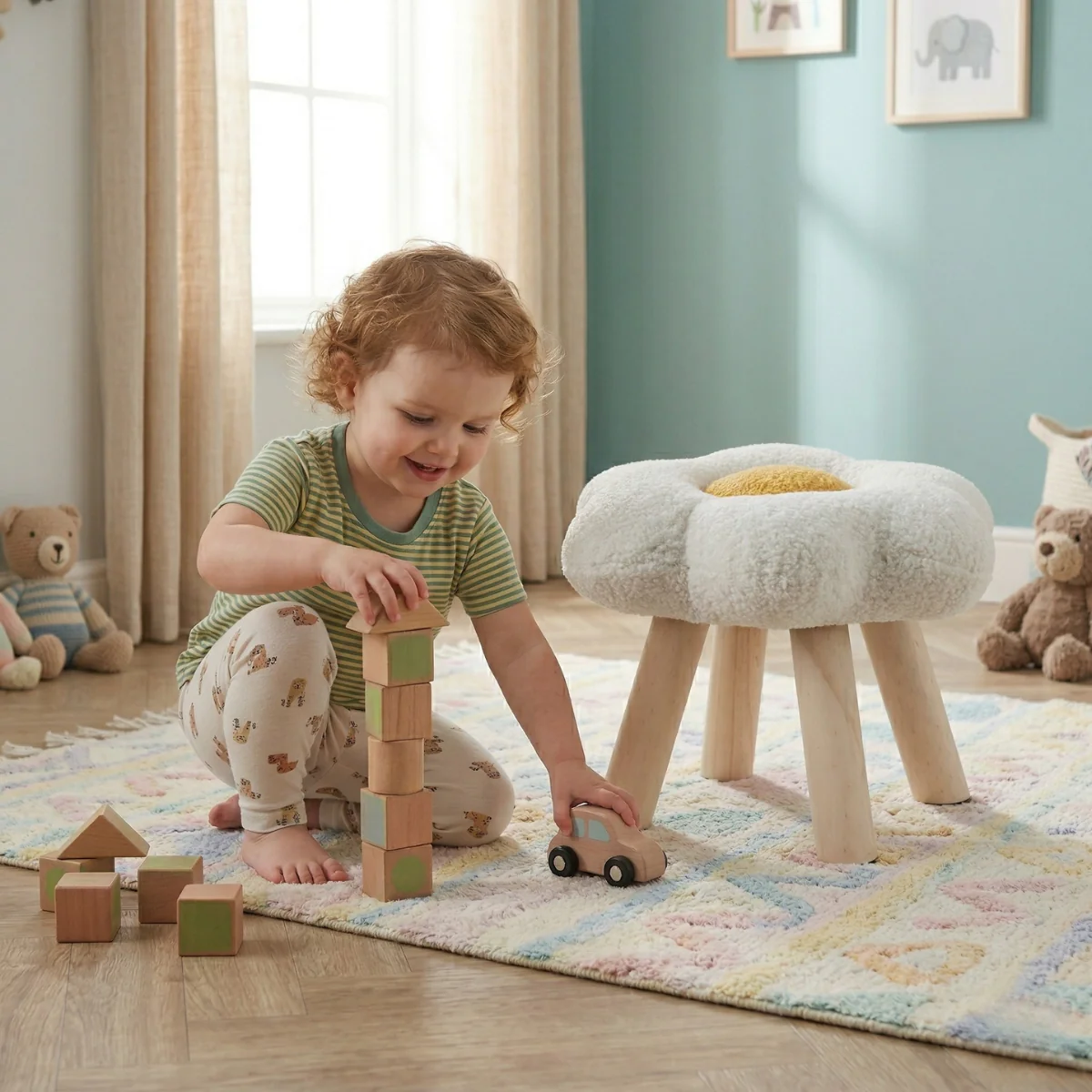 Jiggle & Giggle Sunny Side Up Boucle Kids Stool