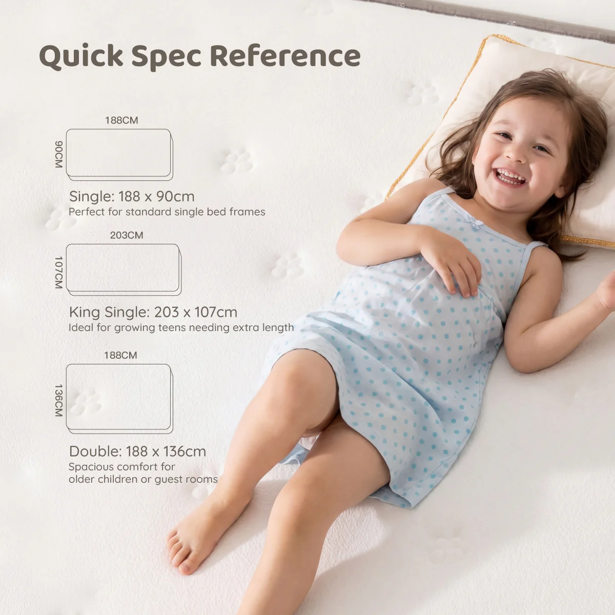 Trundle Bed Pocket Spring Mattress 180 x 88cm - Image 5