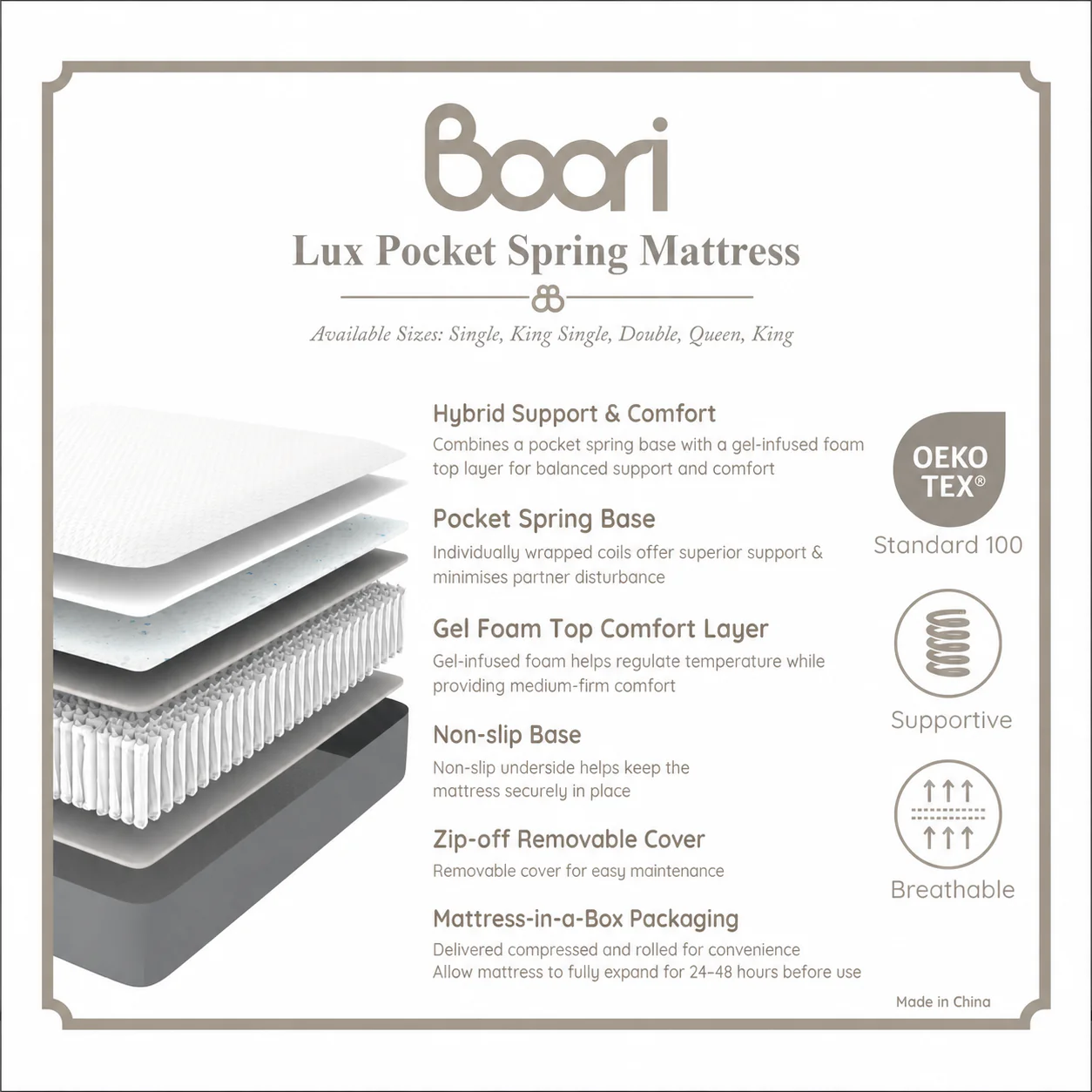 King Lux Pocket Spring Mattress 202 x 182 x 26cm - Image 8