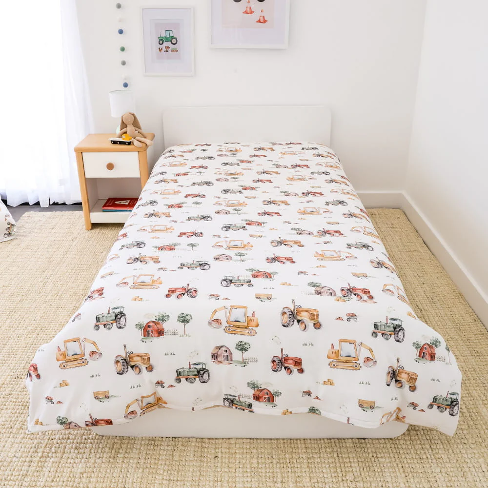 Snuggle Hunny Double Quilt Cover - Diggers & Tractors - Image 4