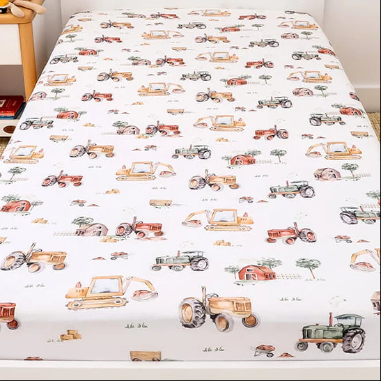 Snuggle Hunny Double Fitted Sheet - Diggers & Tractors - Image 4