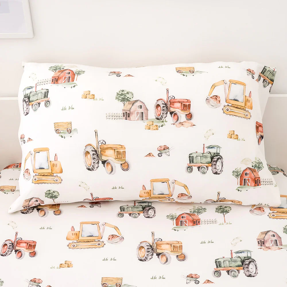 Snuggle Hunny Single Pillowcase - Diggers & Tractors - Image 2