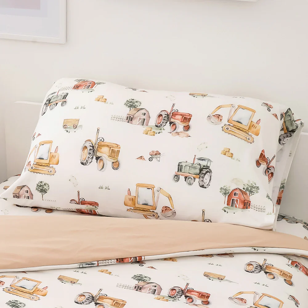 Snuggle Hunny Single Pillowcase - Diggers & Tractors - Image 3
