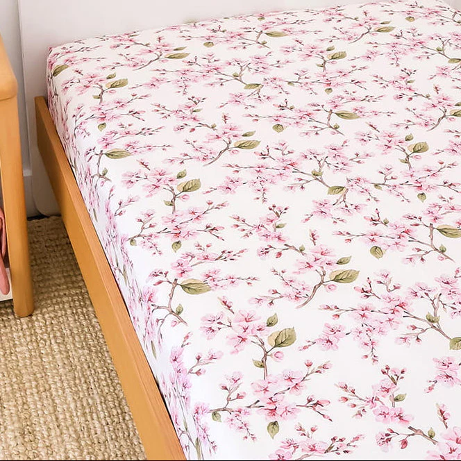 Snuggle Hunny King Single Fitted Sheet - Cherry Blossom - Image 2