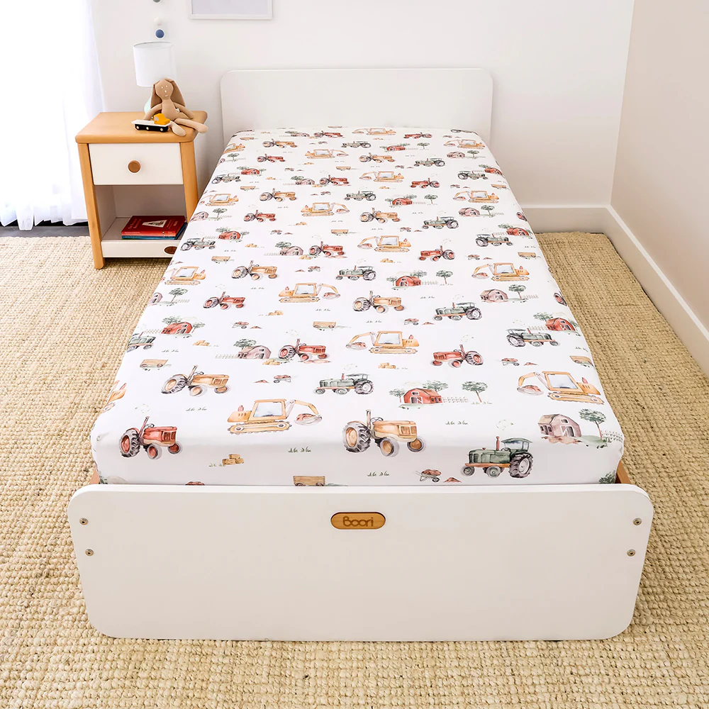 Snuggle Hunny Single Fitted Sheet - Diggers & Tractors - Image 4