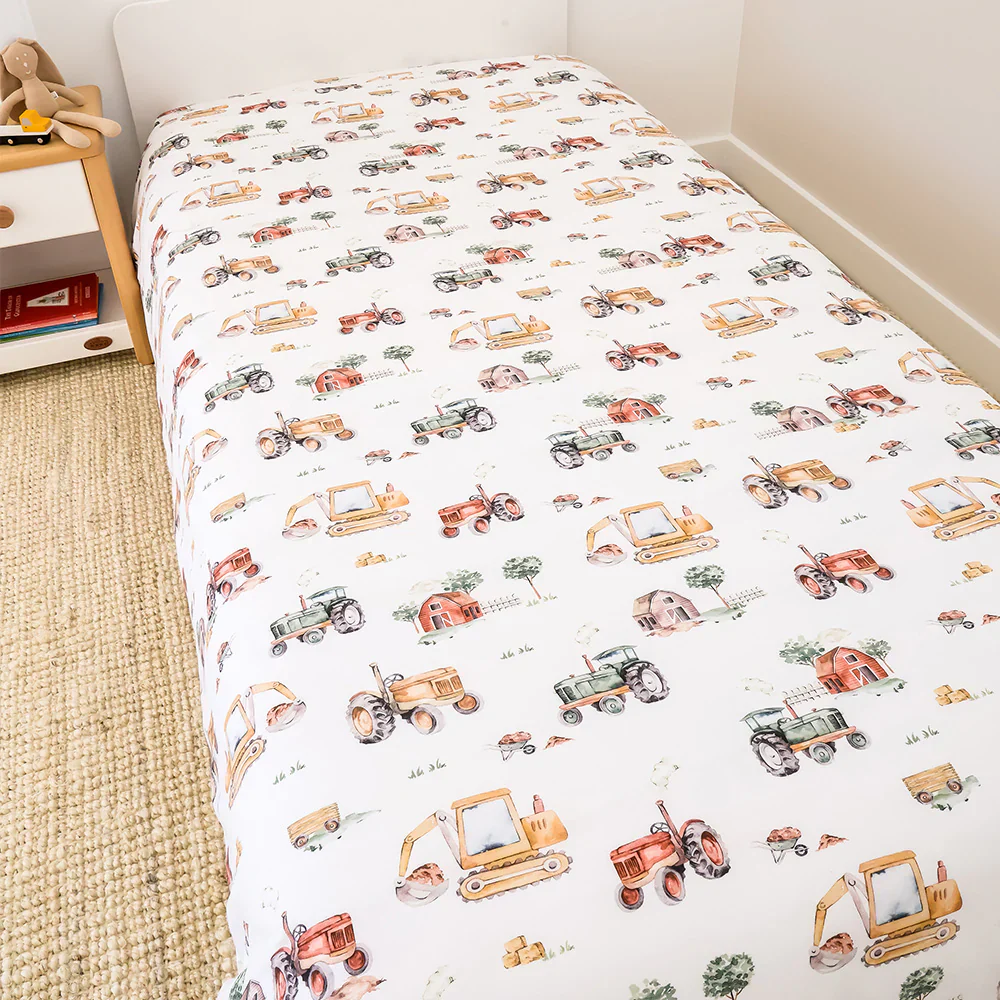 Snuggle Hunny Single Quilt Cover - Diggers & Tractors - Image 3