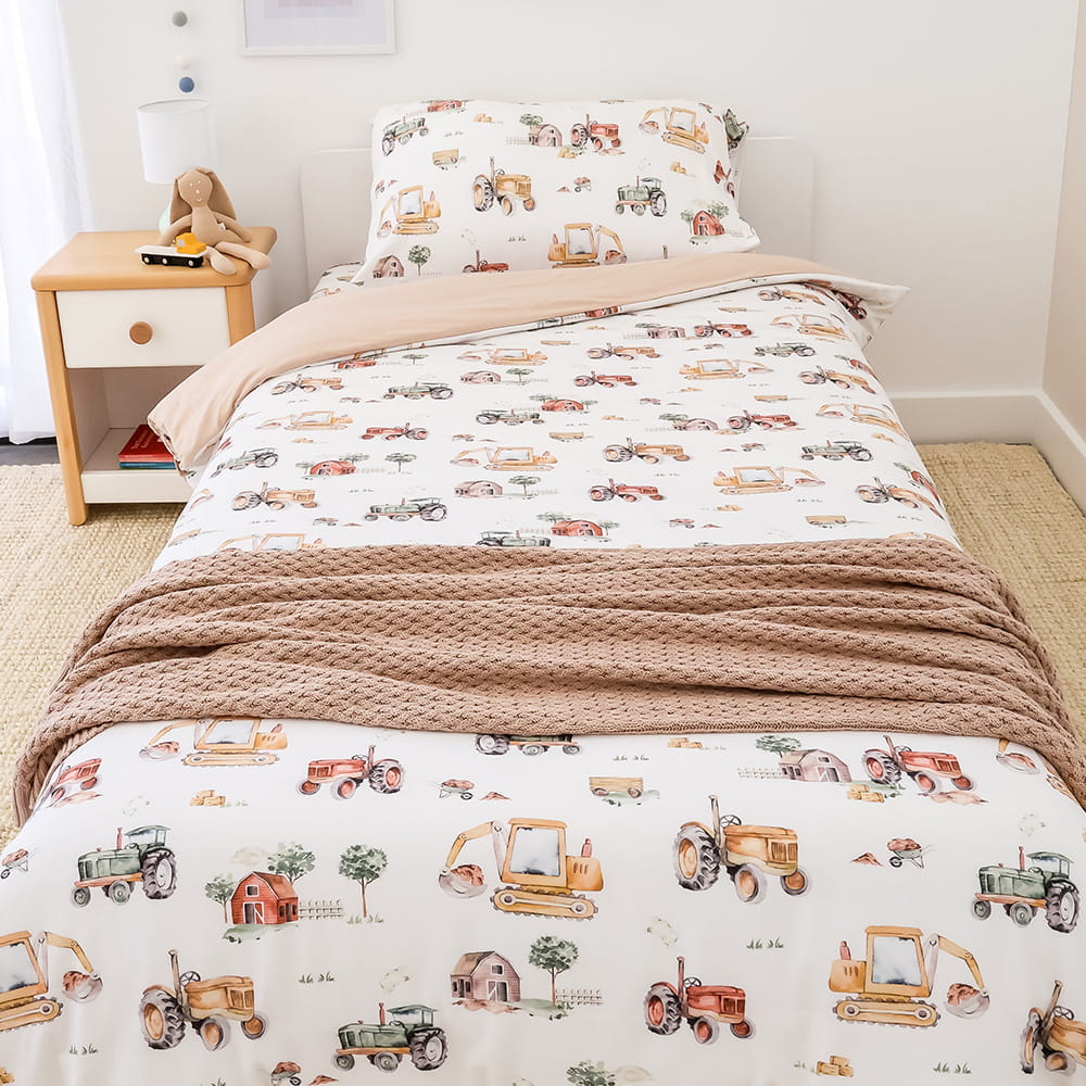 Snuggle Hunny Single Quilt Cover - Diggers & Tractors - Image 6