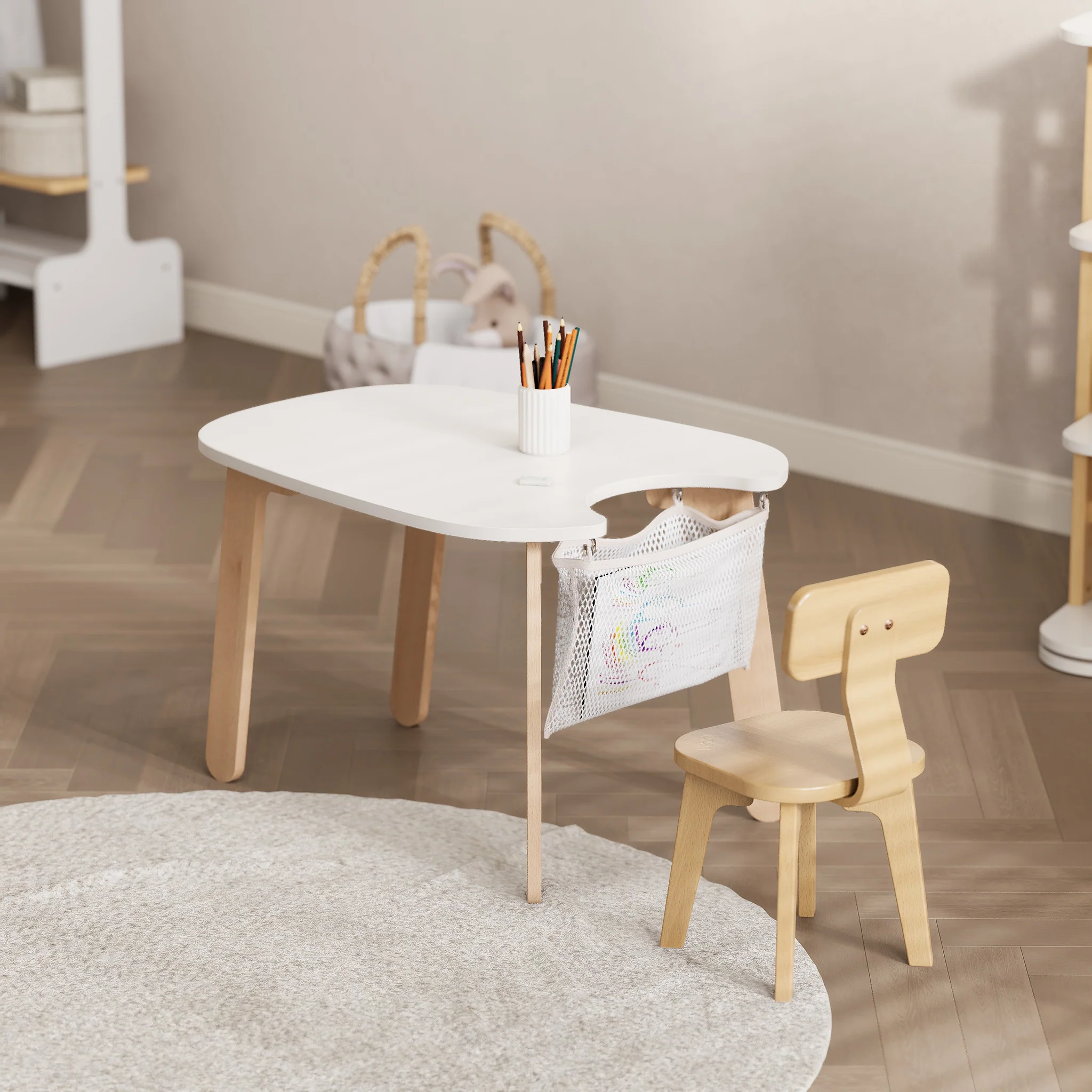Tidy Play Table for Kids | Round Play Table with Storage Net - Image 10
