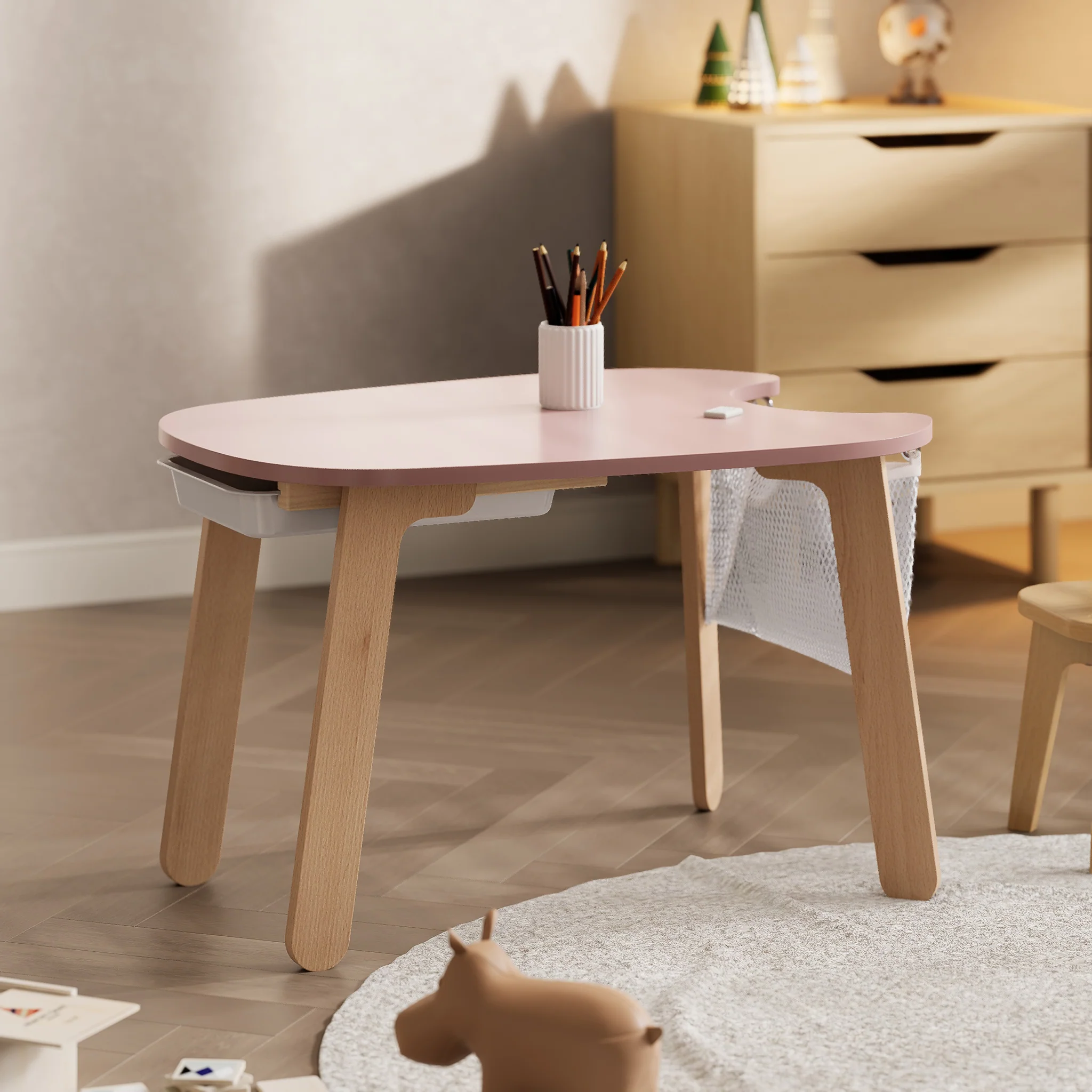 Tidy Play Table for Kids | Round Play Table with Storage Net - Image 13