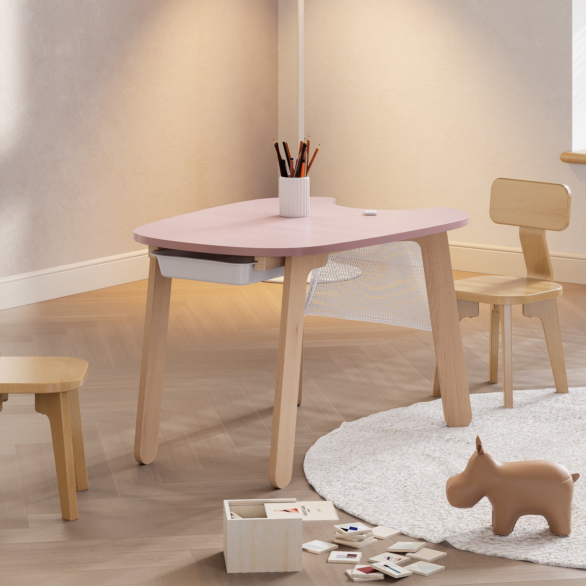 Tidy Play Table for Kids | Round Play Table with Storage Net - Image 6