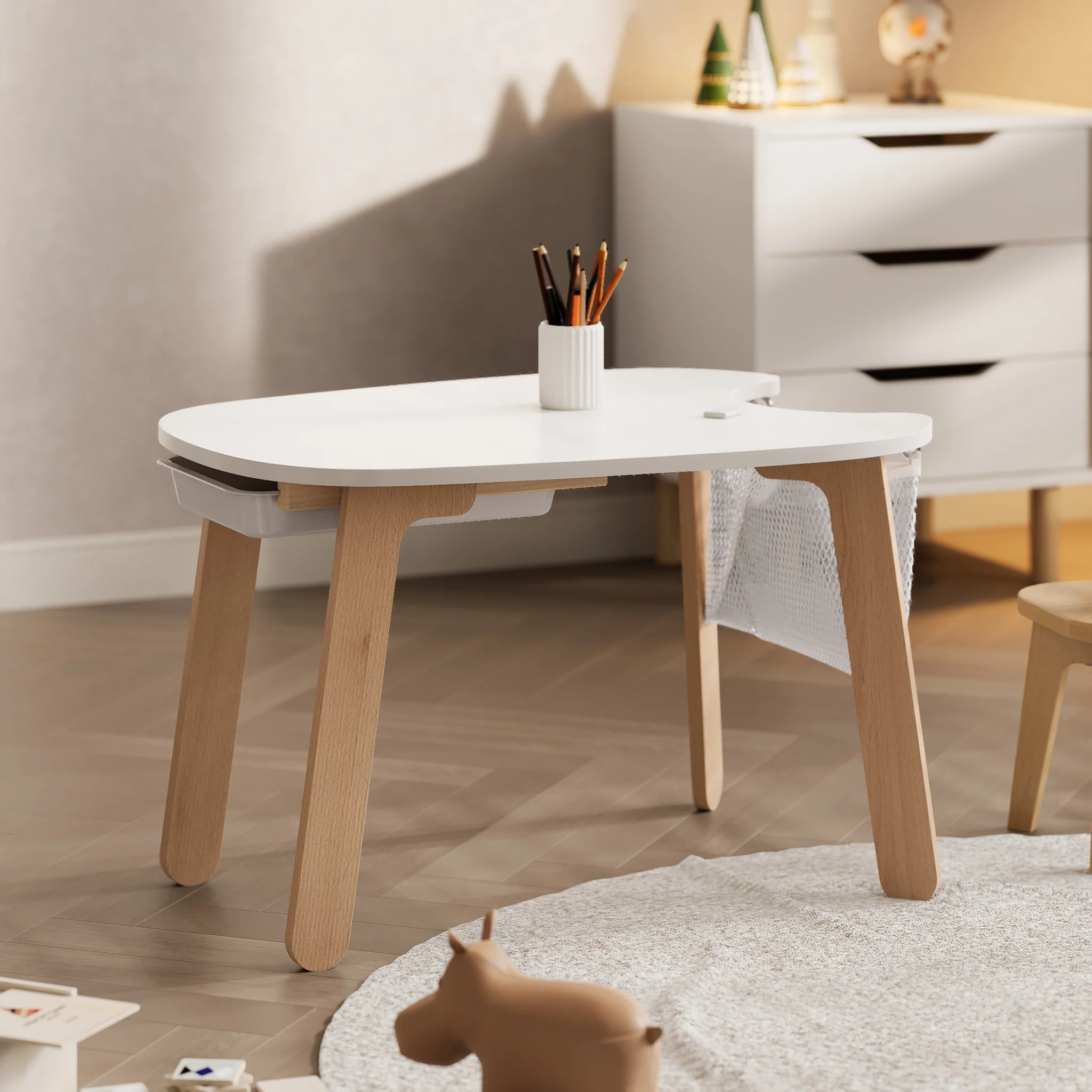 Tidy Play Table for Kids | Round Play Table with Storage Net - Image 8
