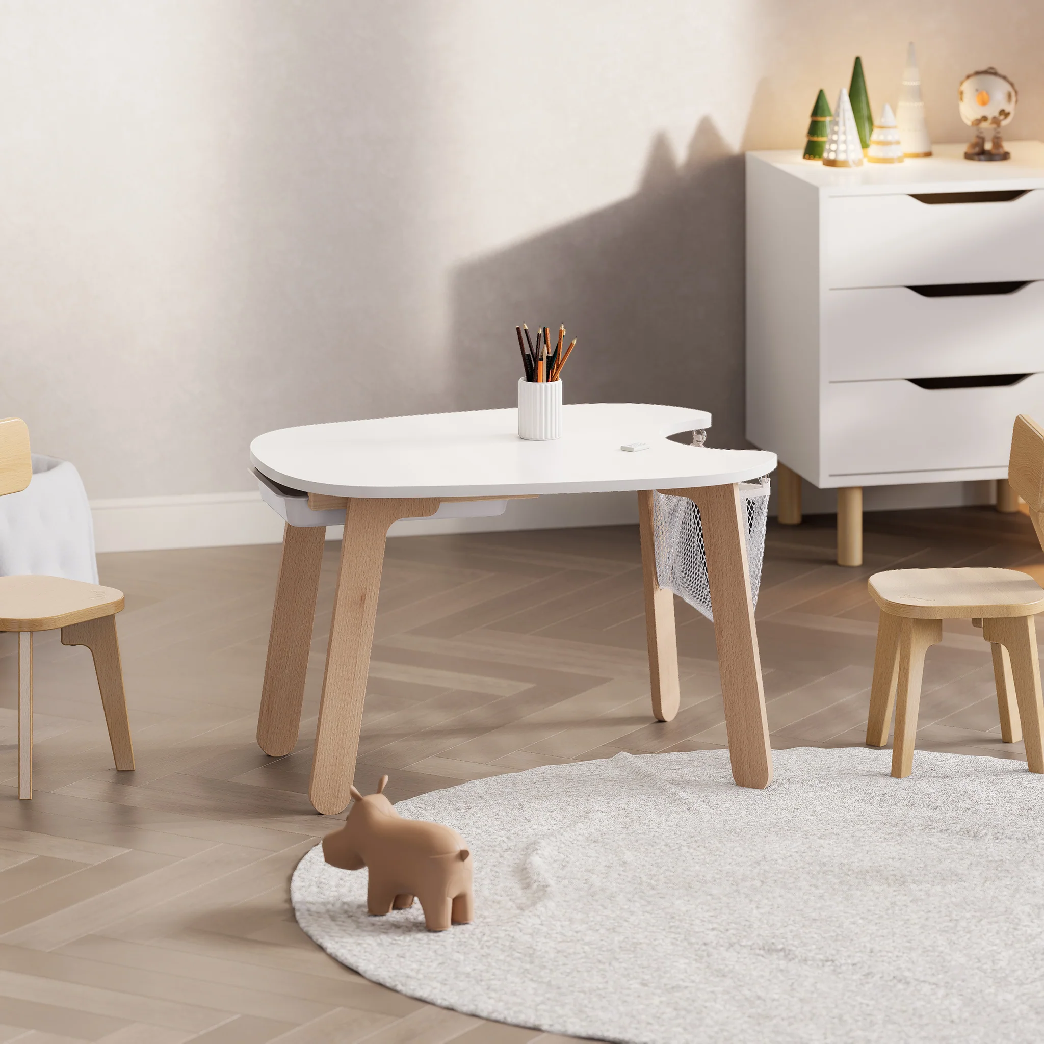 Tidy Play Table for Kids | Round Play Table with Storage Net - Image 9