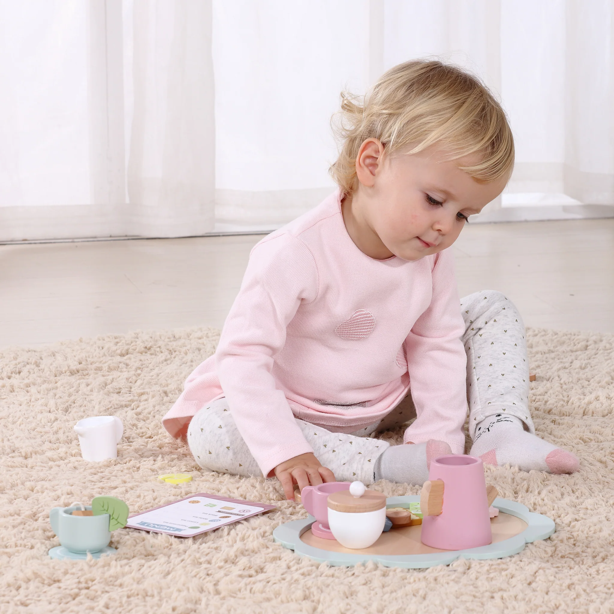 Tooky Wooden Toy Tea Set for Kids | Pretend Play Tea Time Set - Image 3