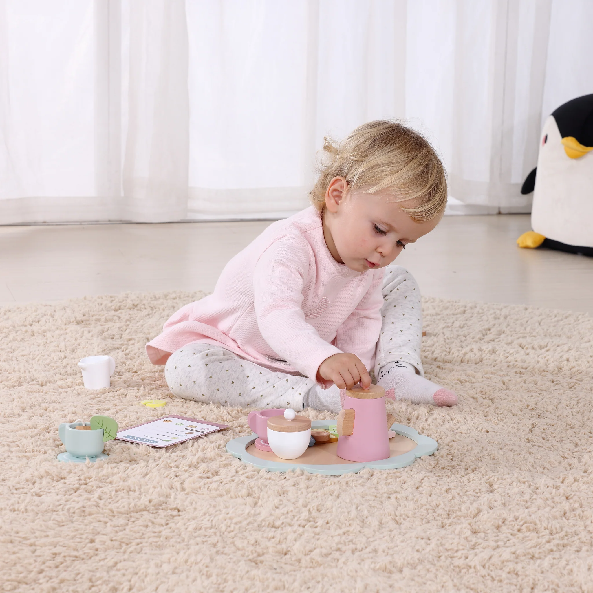 Tooky Wooden Toy Tea Set for Kids | Pretend Play Tea Time Set - Image 4