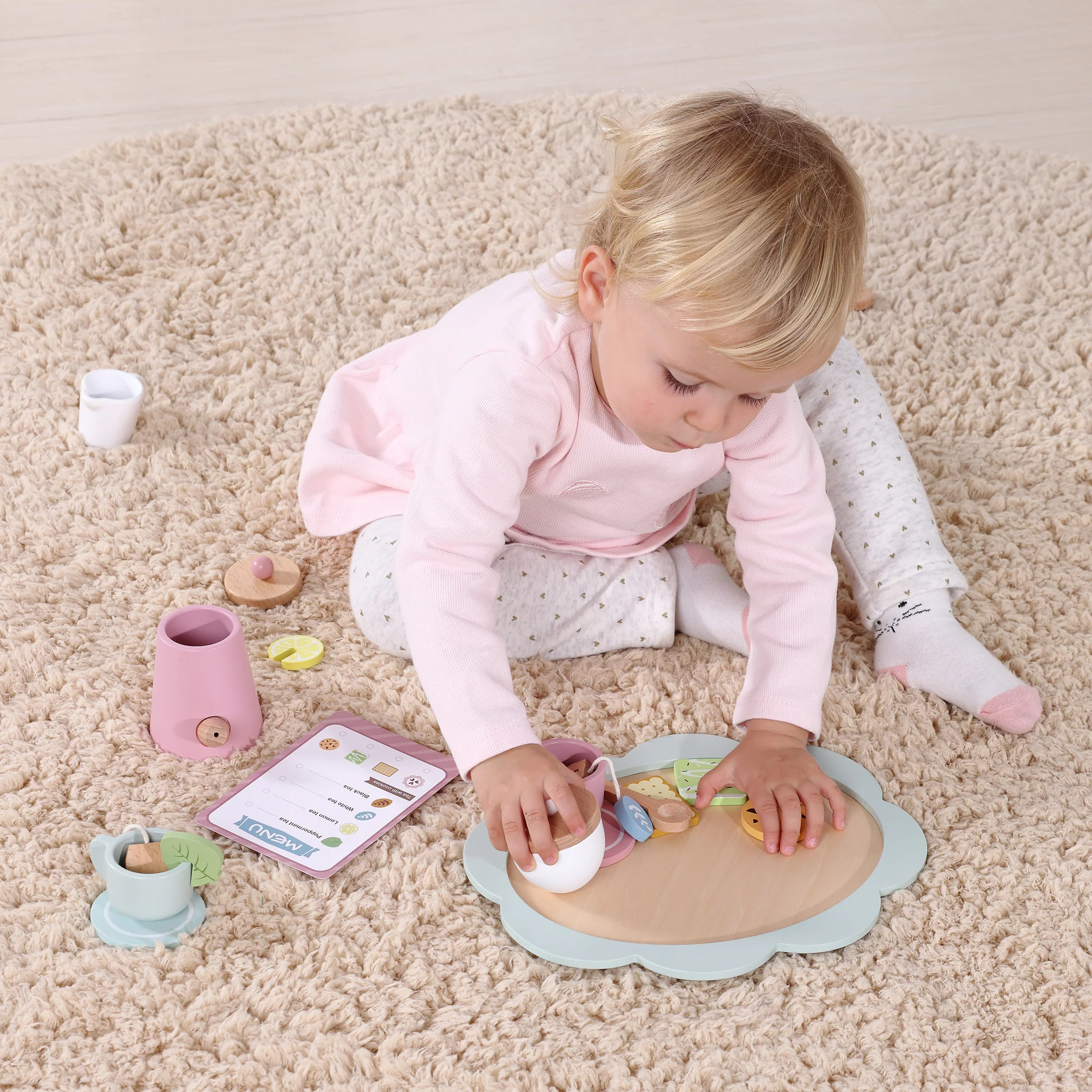 Tooky Wooden Toy Tea Set for Kids | Pretend Play Tea Time Set - Image 6