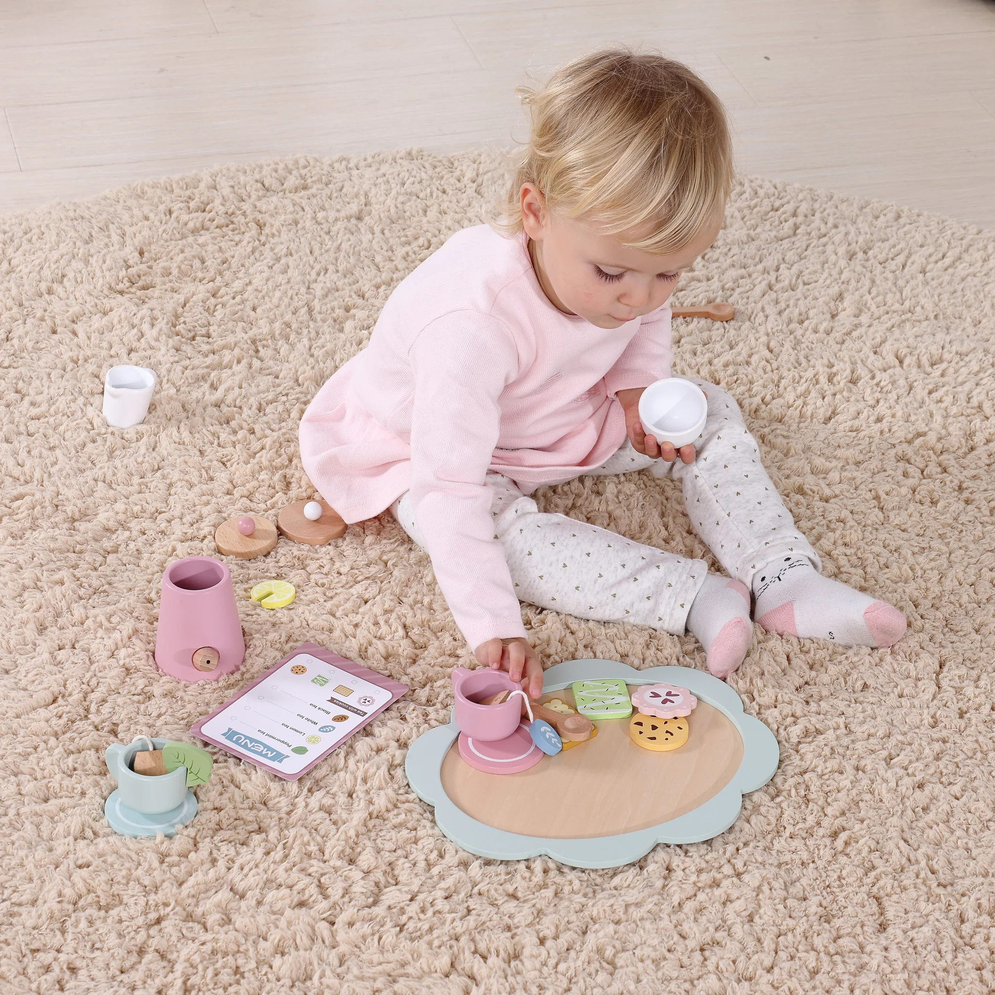 Tooky Wooden Toy Tea Set for Kids | Pretend Play Tea Time Set - Image 7