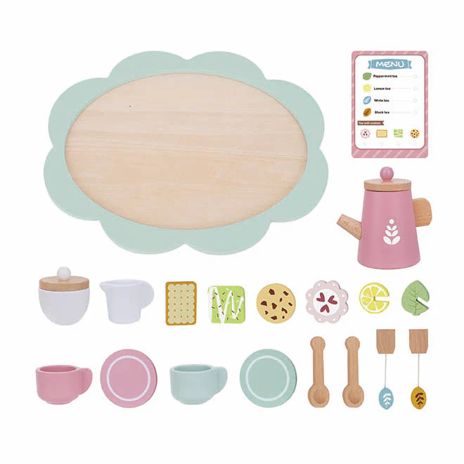 Tooky Wooden Toy Tea Set for Kids | Pretend Play Tea Time Set - Image 8