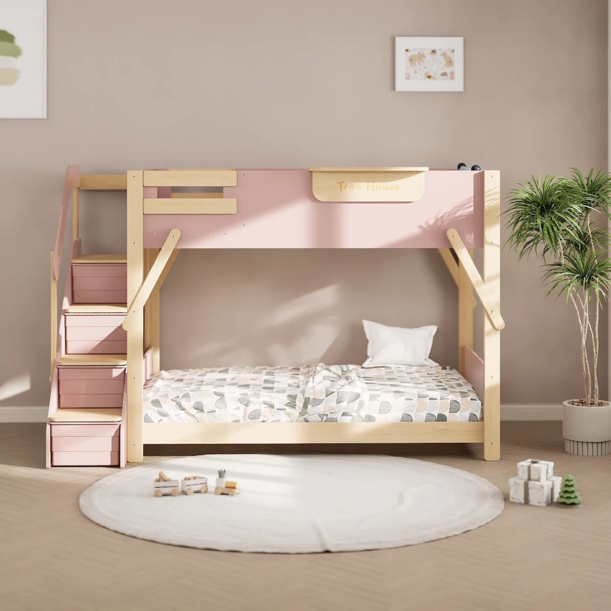 Treehouse King Single Bunk Bed + Storage Staircase