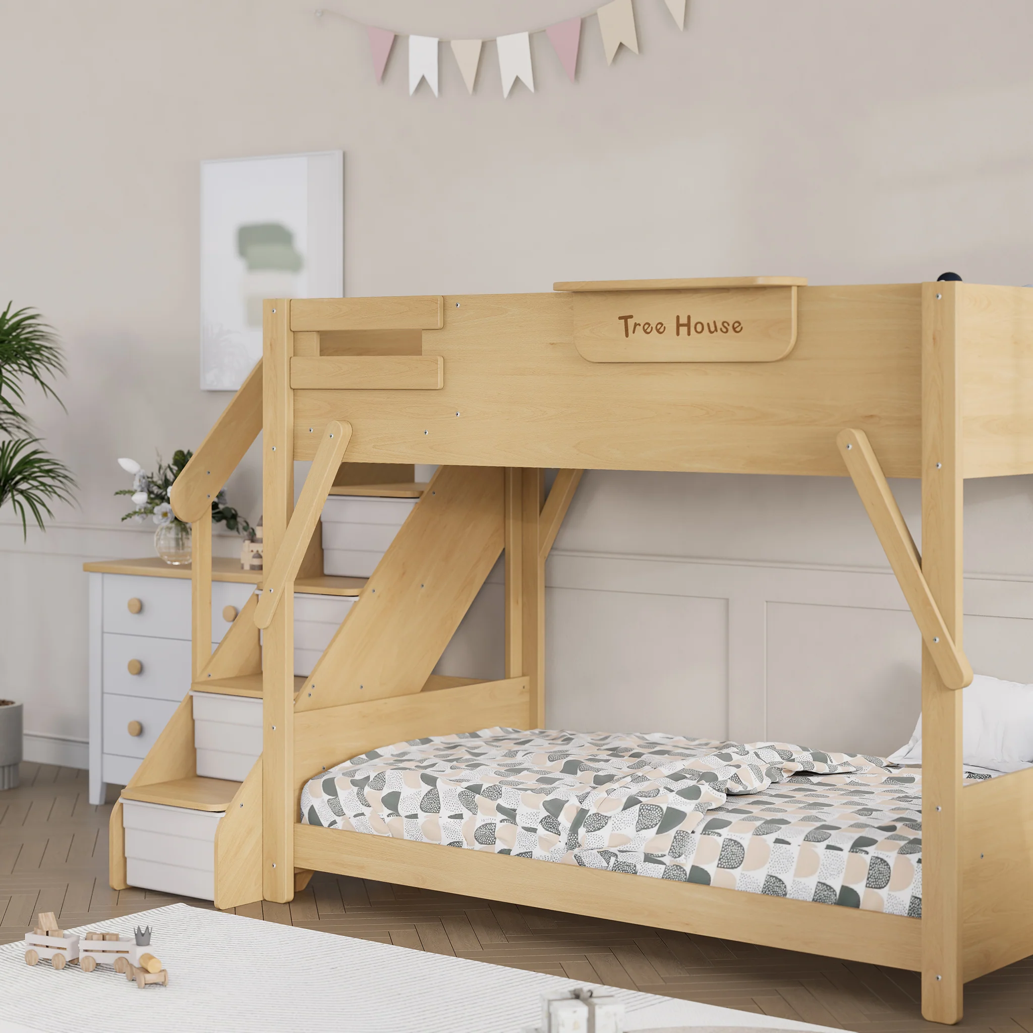 Treehouse King Single Bunk Bed + Storage Staircase - Image 18