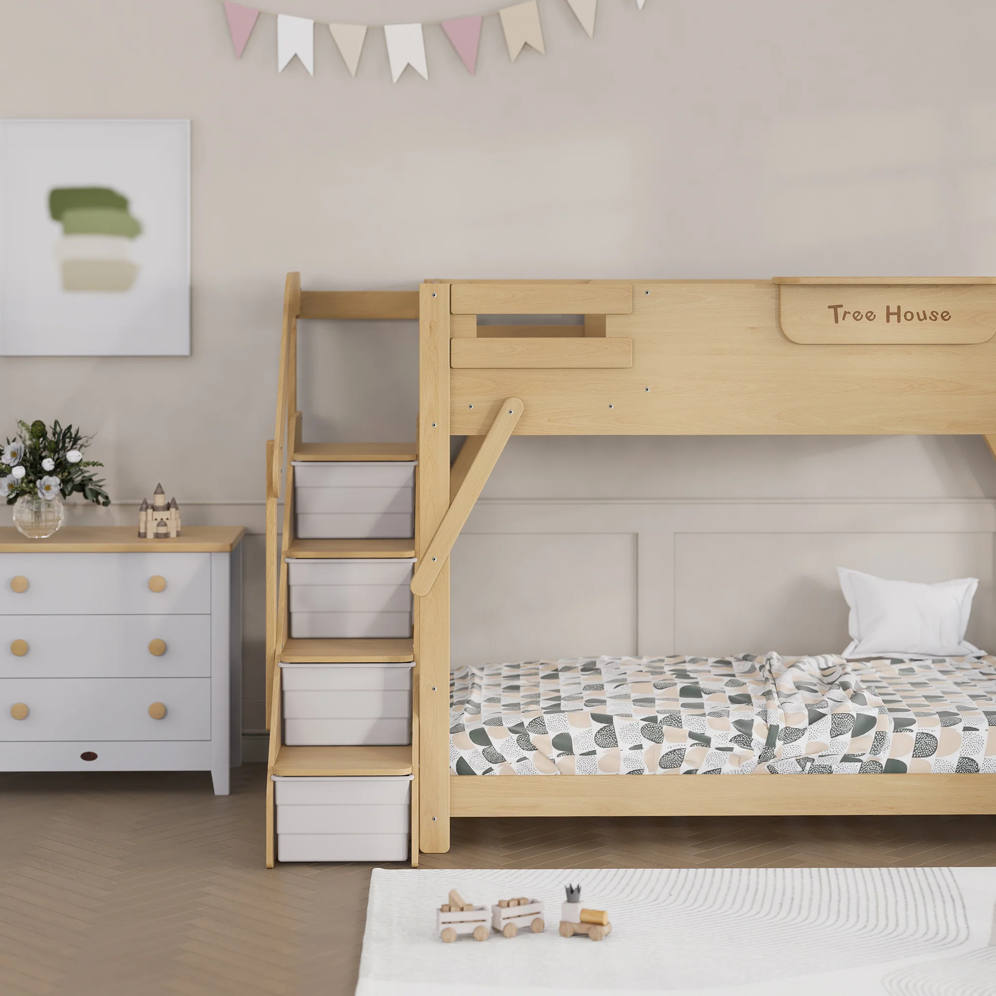 Treehouse King Single Bunk Bed + Storage Staircase - Image 19