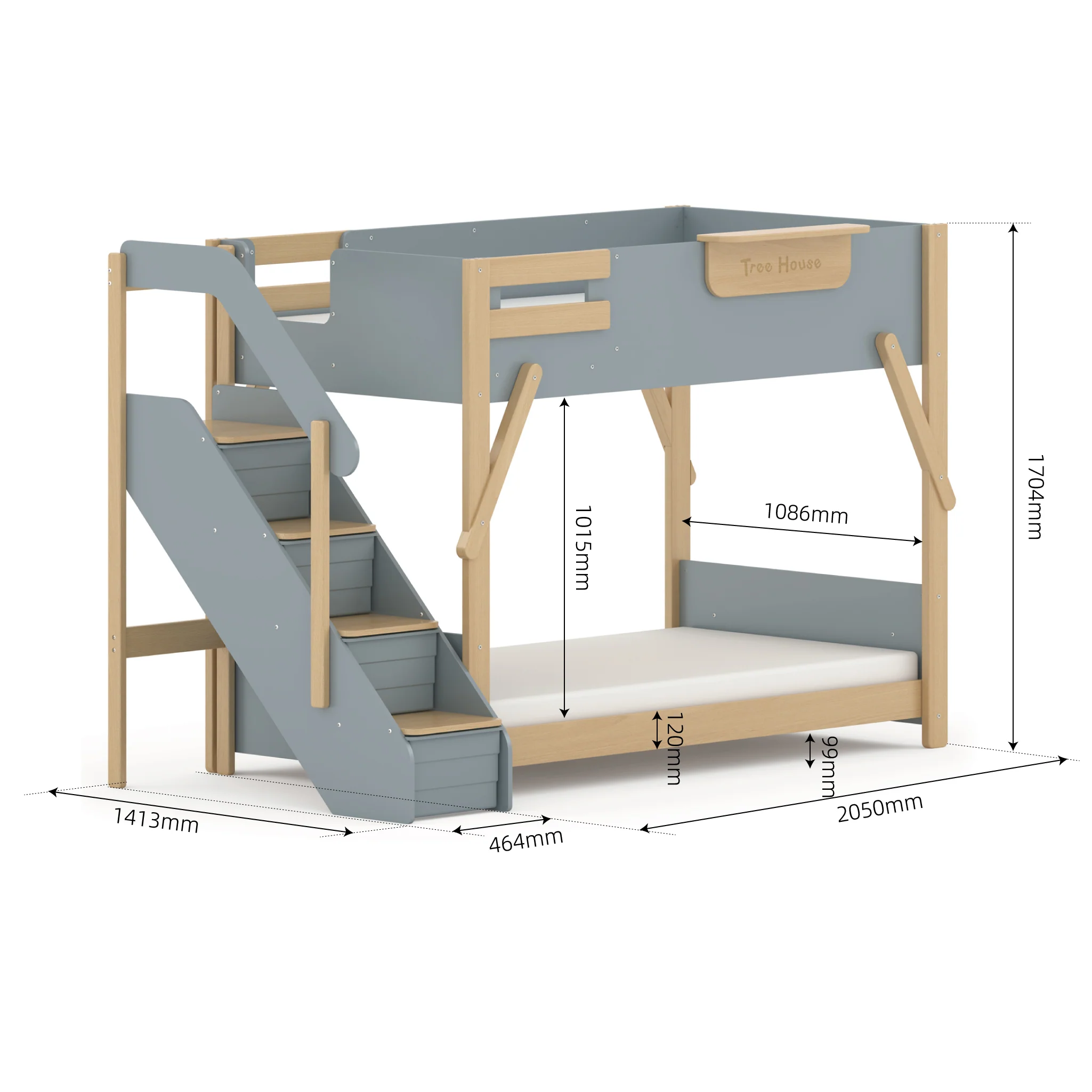 Treehouse King Single Bunk Bed + Storage Staircase - Image 2