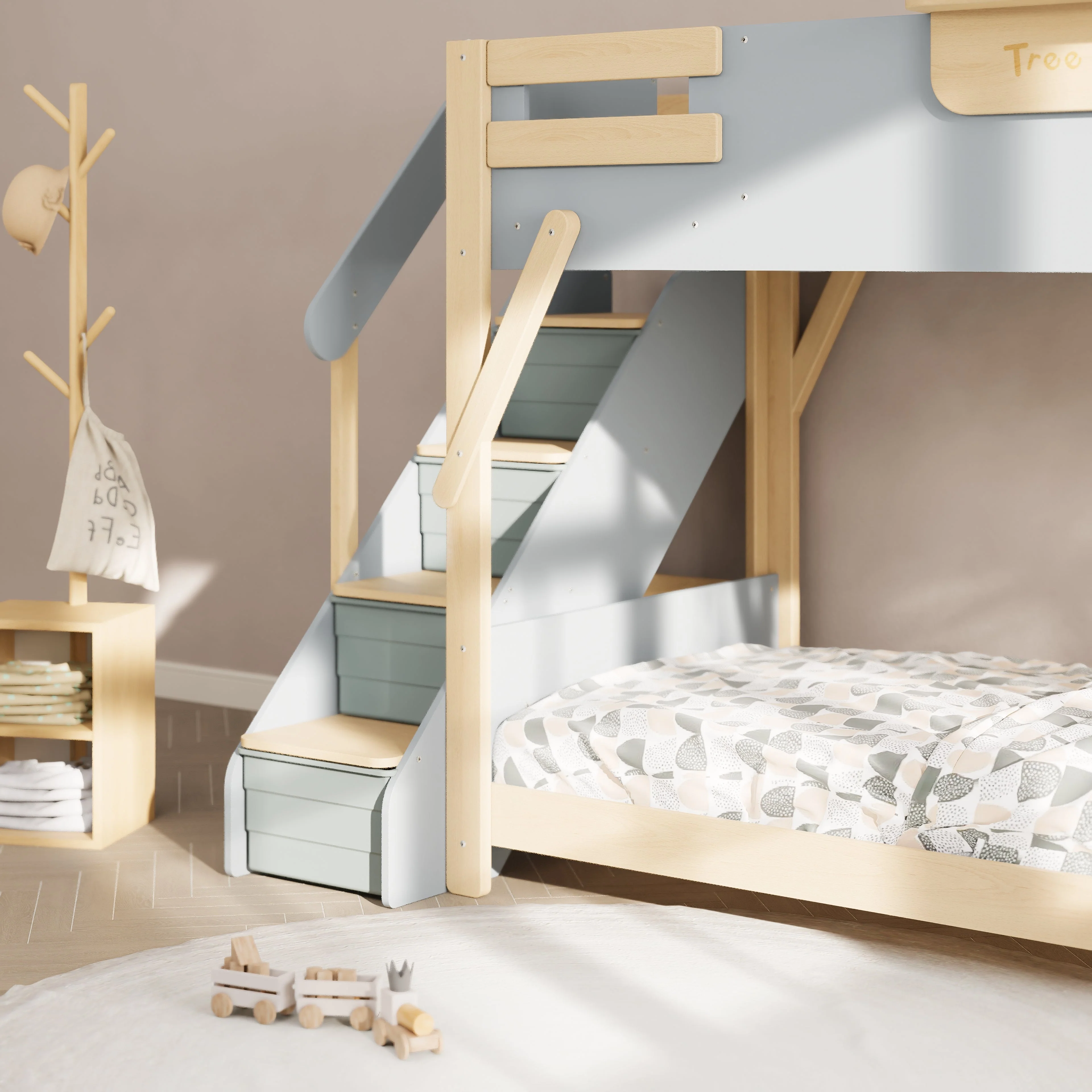 Treehouse King Single Bunk Bed + Roof Frame and Storage Staircase - Image 11