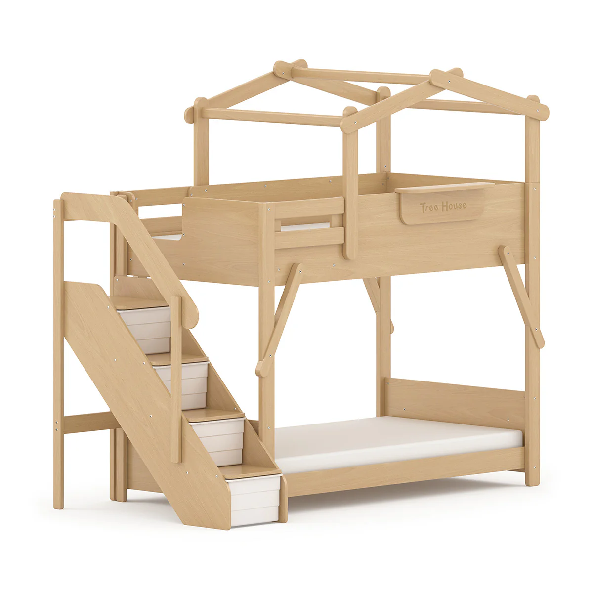 Treehouse King Single Bunk Bed + Roof Frame and Storage Staircase - Image 15
