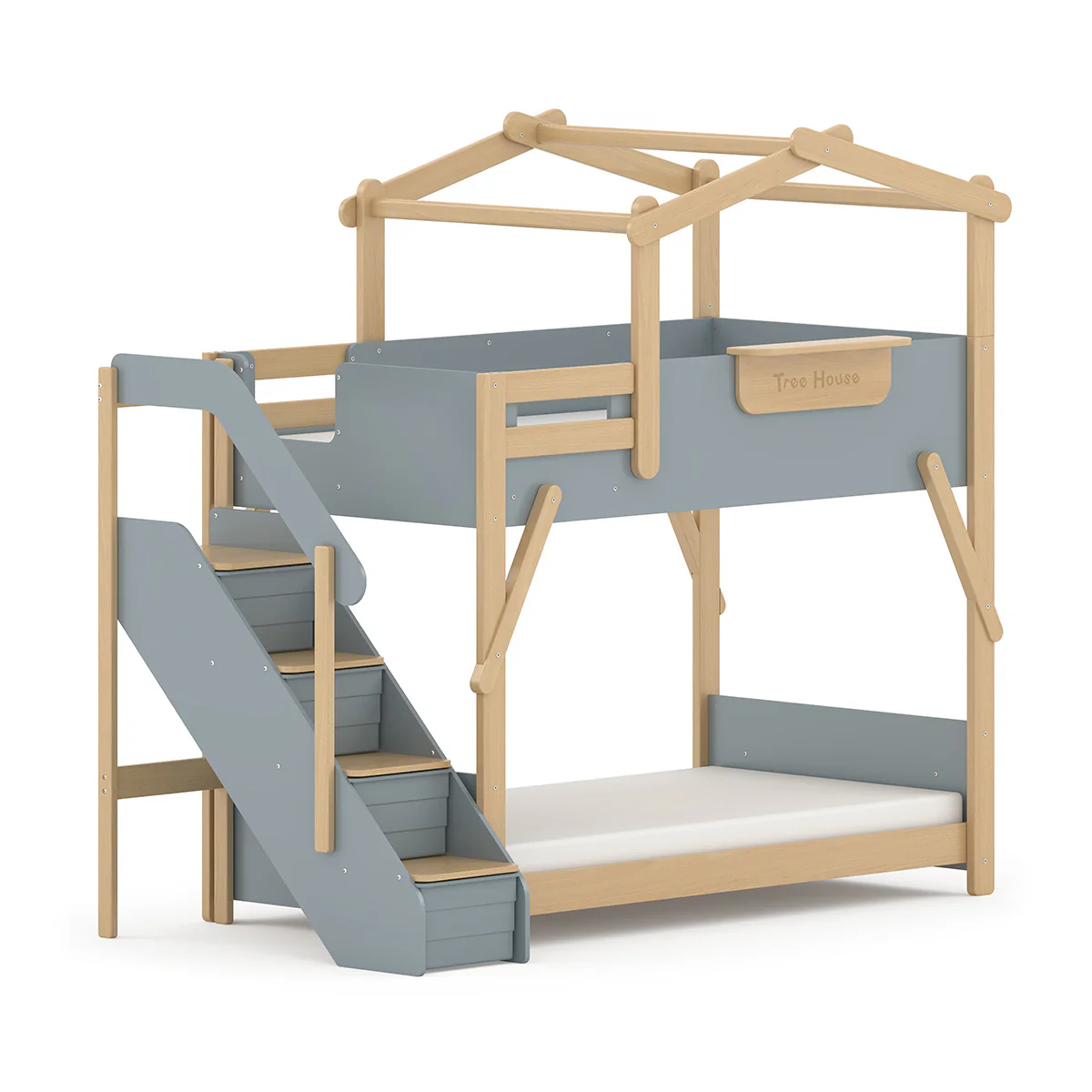 Treehouse King Single Bunk Bed + Roof Frame and Storage Staircase - Image 16